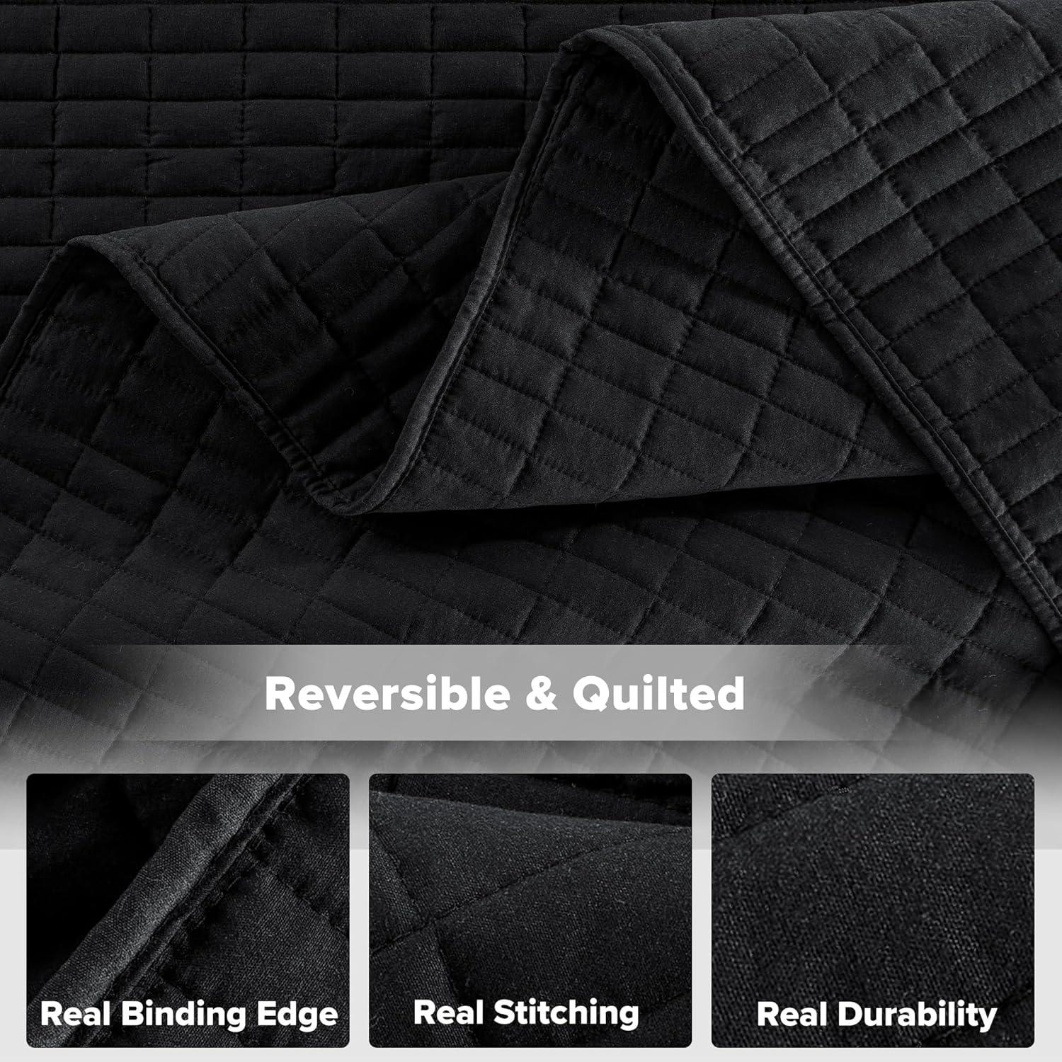 Comfort Spaces Kienna Quilt Set Black Full Queen 3 Piece