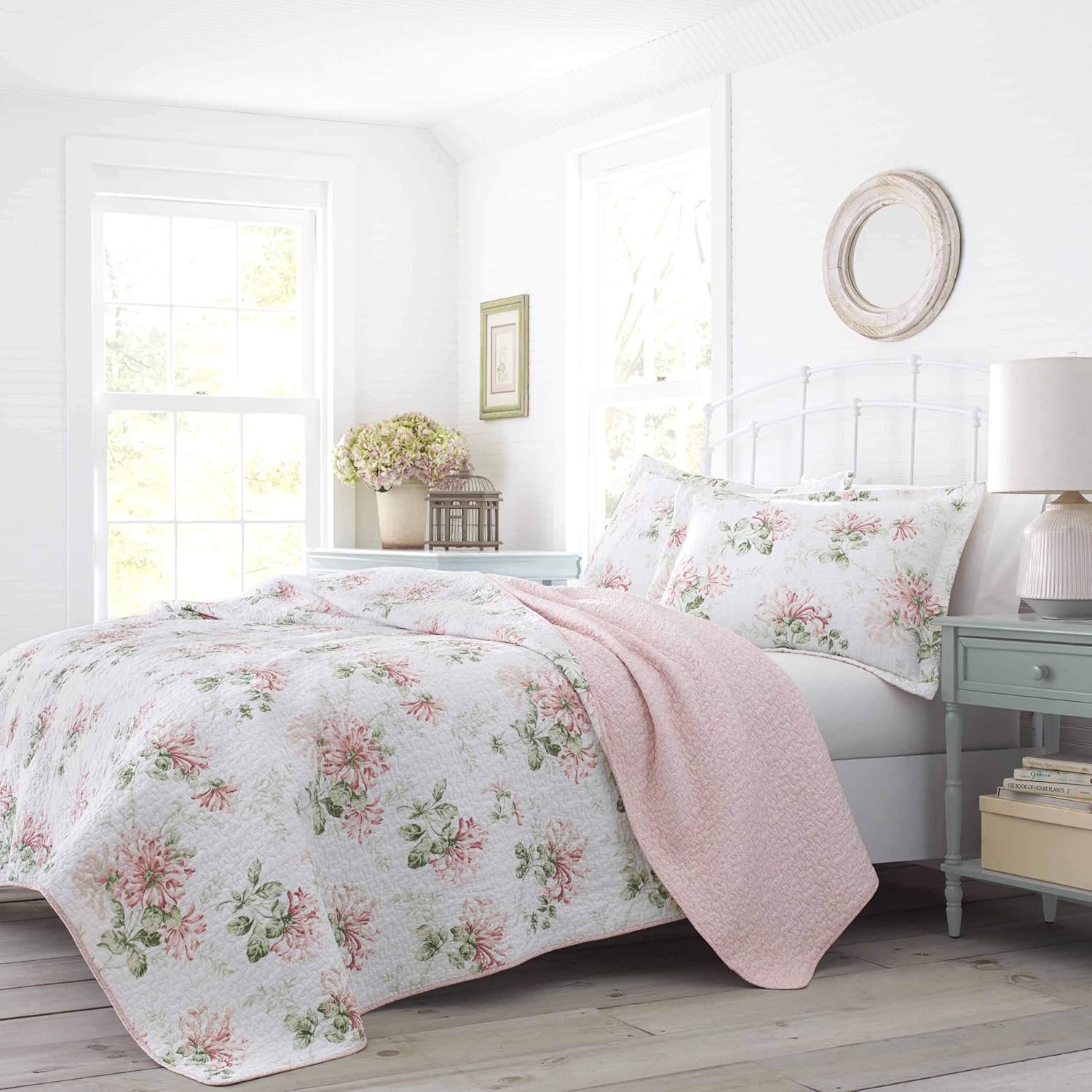 Laura Ashley Twin Quilt Set - Honeysuckle Pink