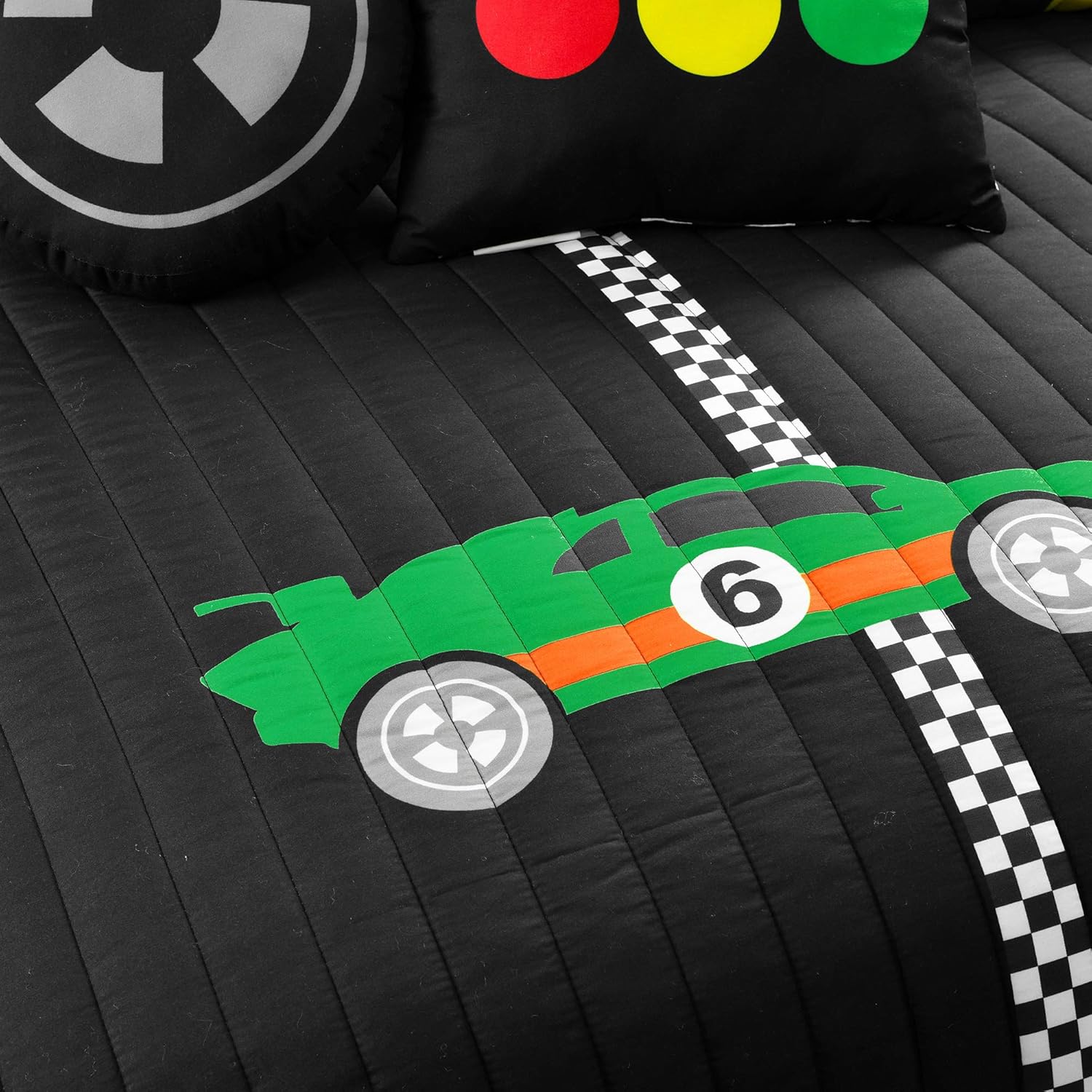 Lush Decor Racing Cars Quilt Set Twin Black 1