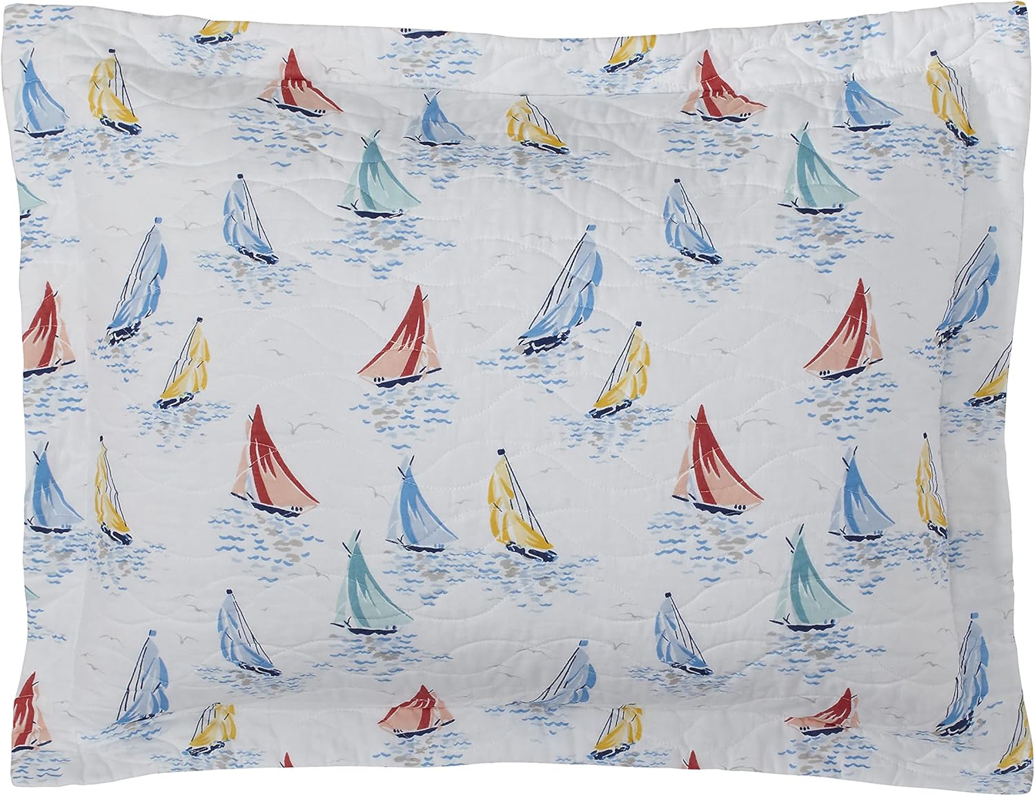 Laura Ashley Twin Quilt Set with Matching Sham Ahoy Blue