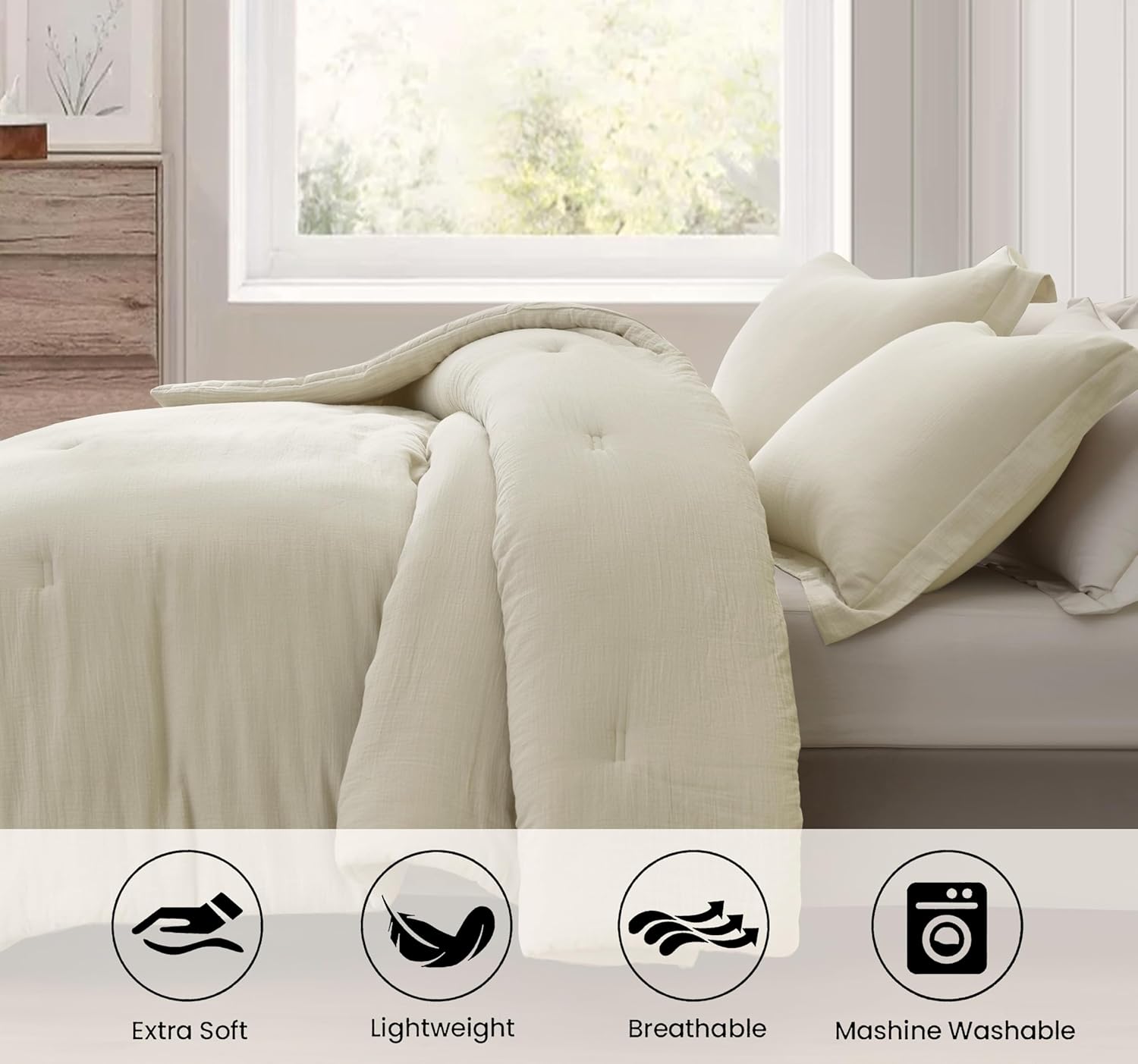 Chezmoi Breeze 2-Piece Cotton Gauze Comforter Set