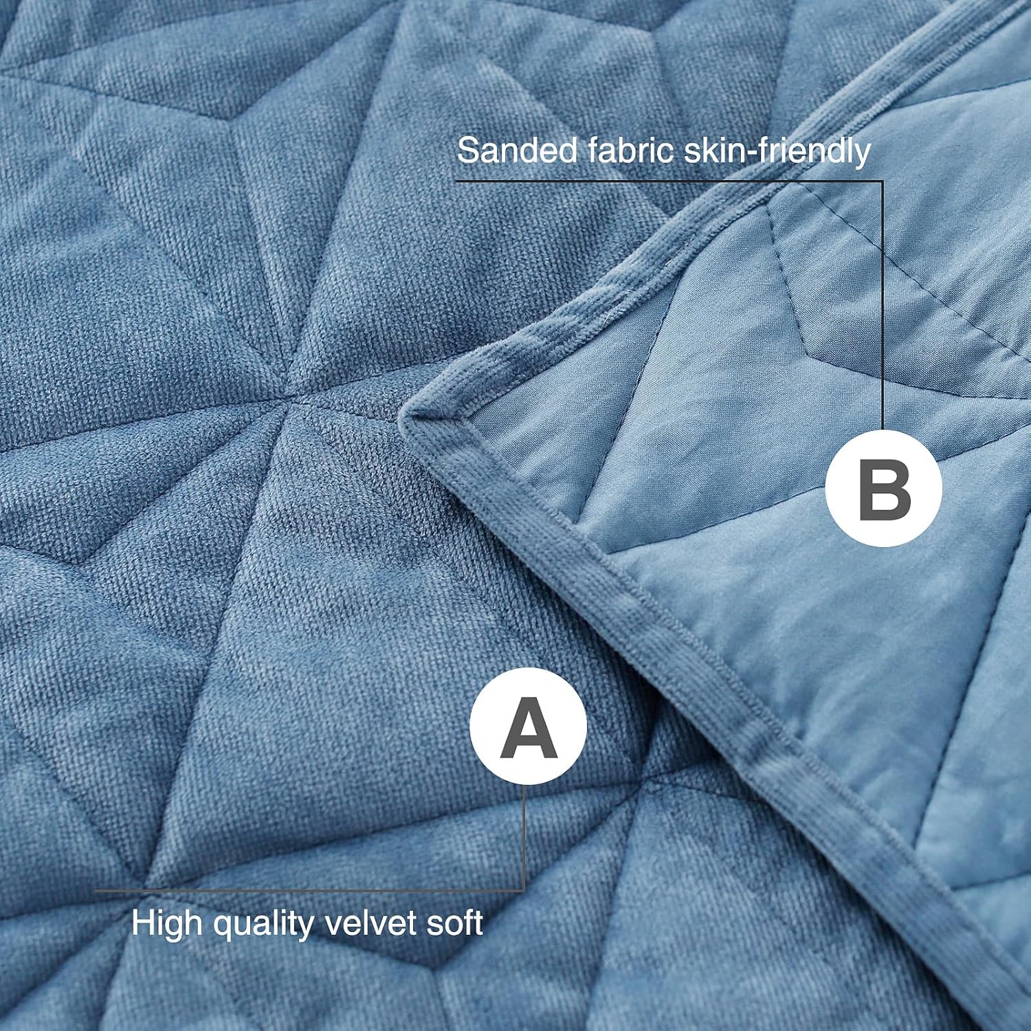 Twin Luxury Velvet Quilt Set - Navy Blue 68x86