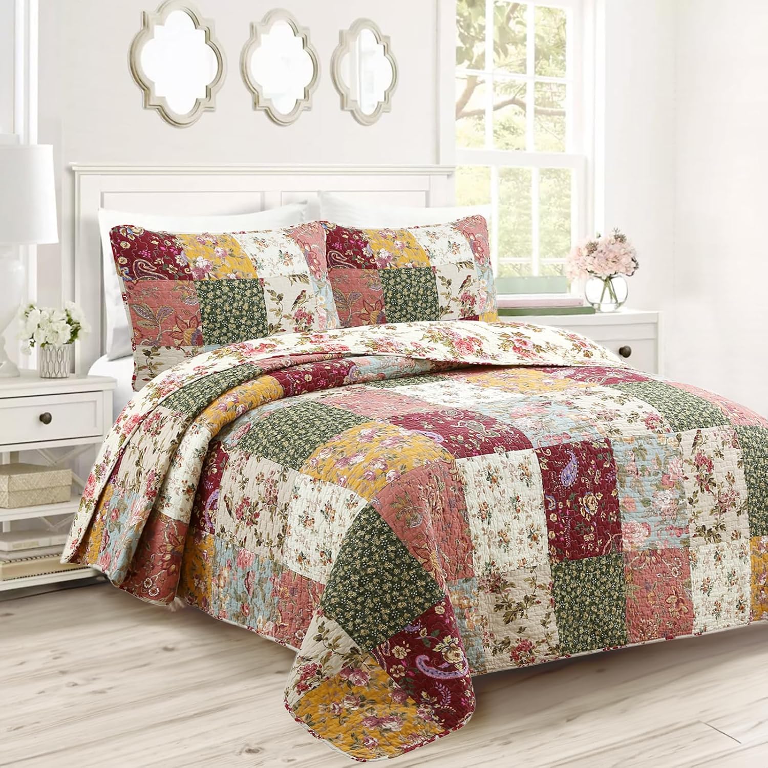 Cozy Line 100 Cotton Patchwork Quilt Bedding Set - Harvest King 3 Piece