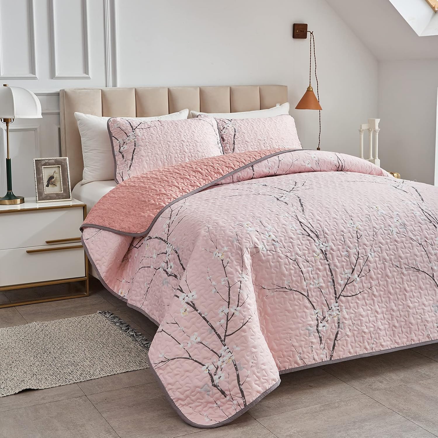 UOZZI BEDDING 3PC Reversible Quilt Set Queen Full Size 88x88