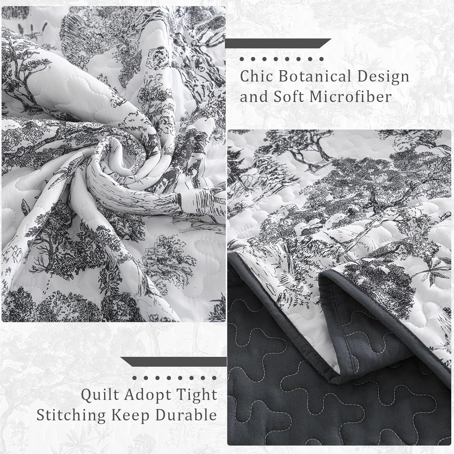WONGS BEDDING Botanical Reversible Quilt Set Queen Size