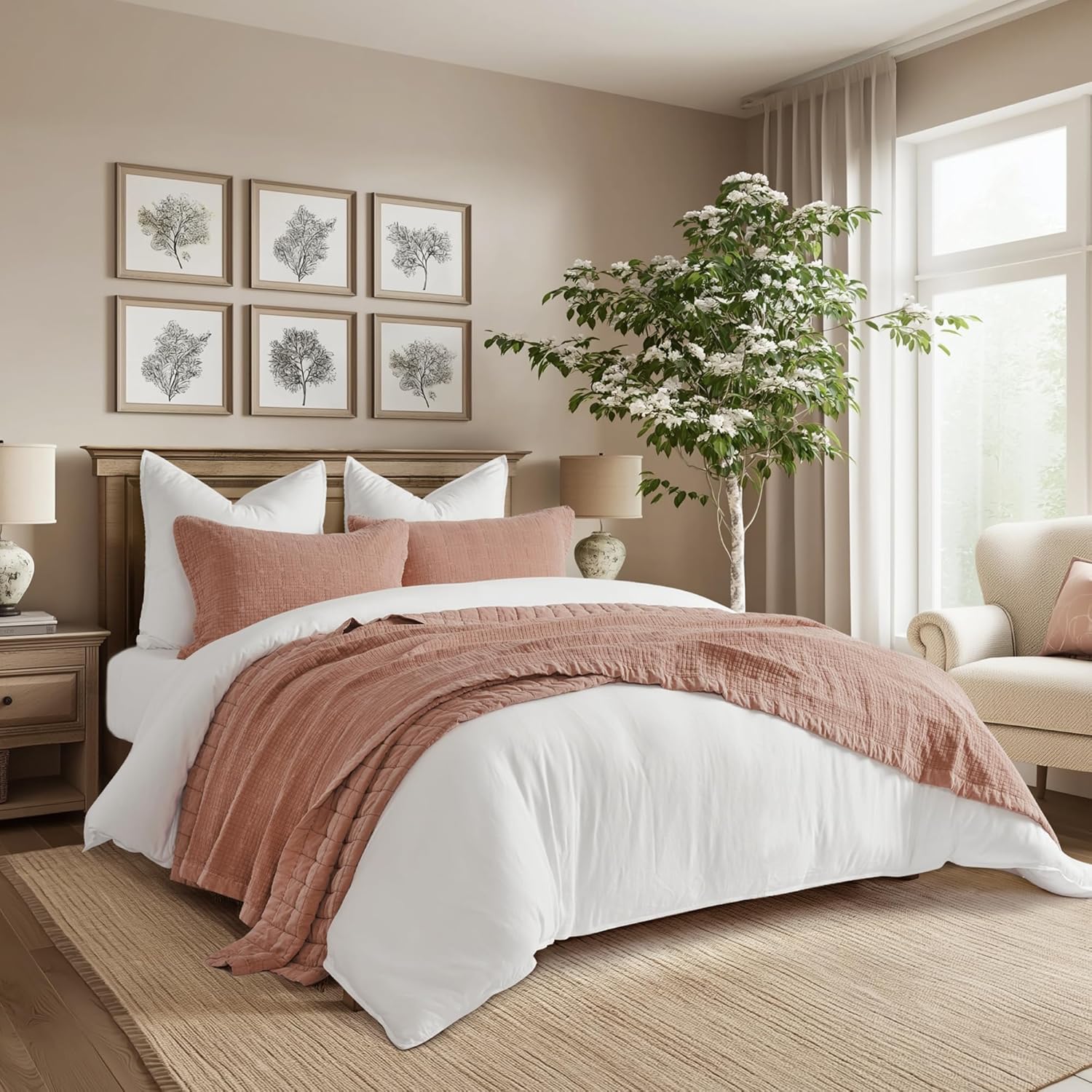 EVERGRACEHOME Stonewashed Cotton Quilt Set Queen Size
