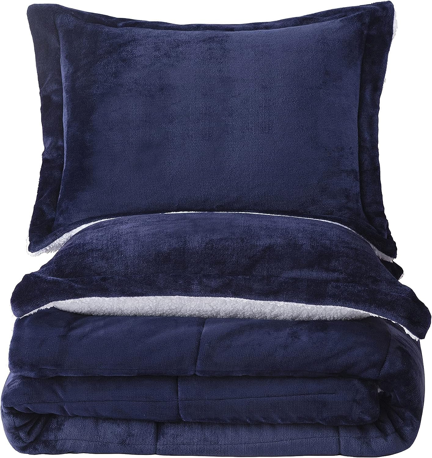 Seward Park Navy Blue Sherpa Comforter Set Twin XL