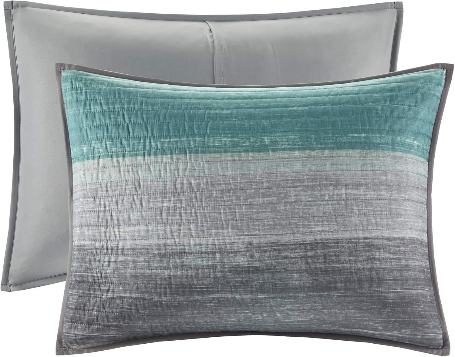 Madison Park Essentials Saben Reversible Quilt Set - Geometric Stripes Aqua 8 Piece