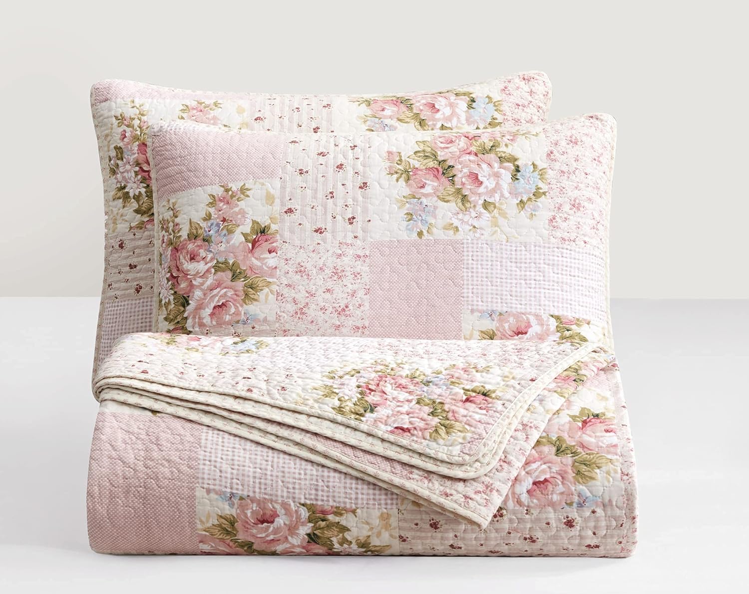 Chezmoi Collection Rosy 3-Piece King Size Quilt Set