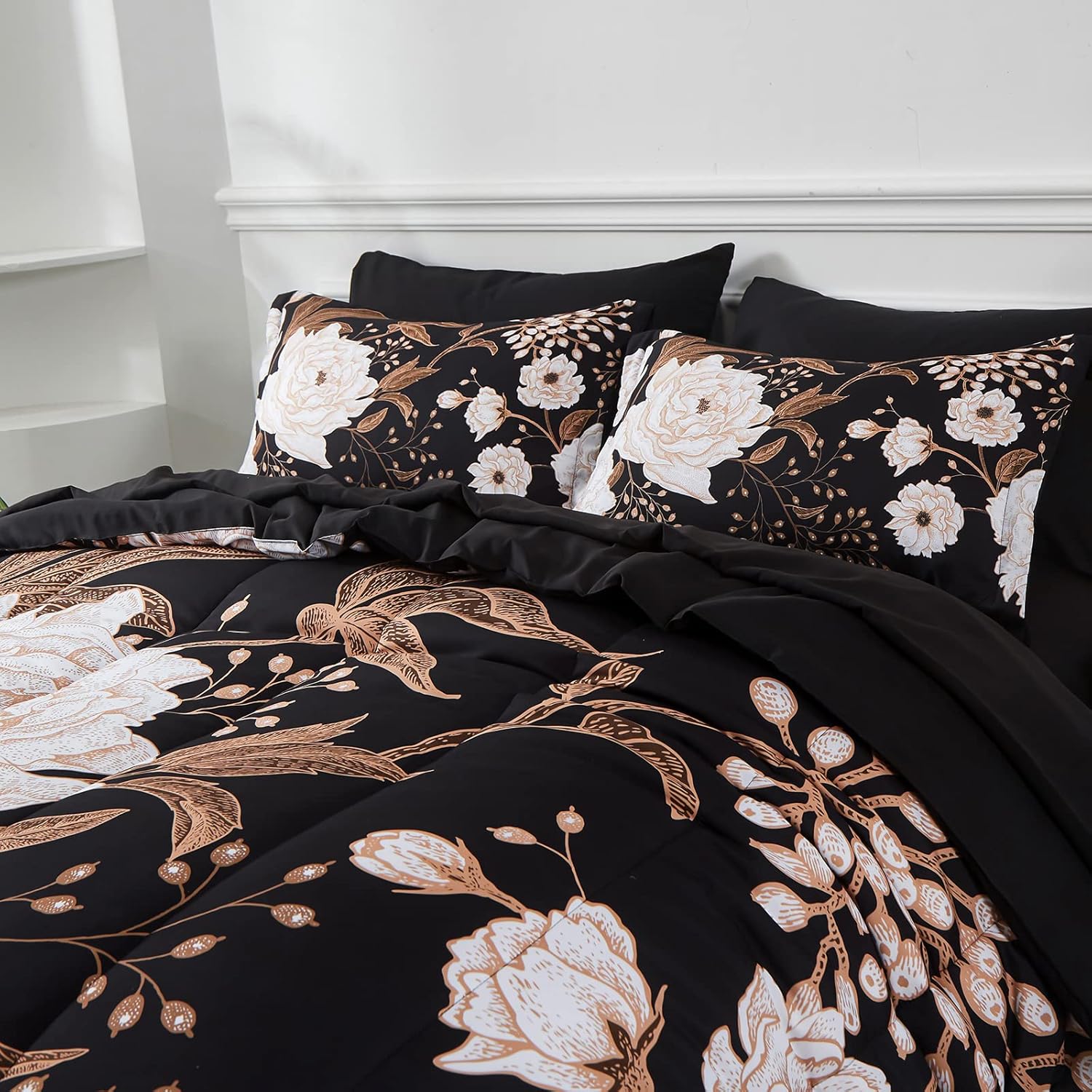 Yogeneg 5 Piece Twin Comforter Set Botanical Floral Bedding 1