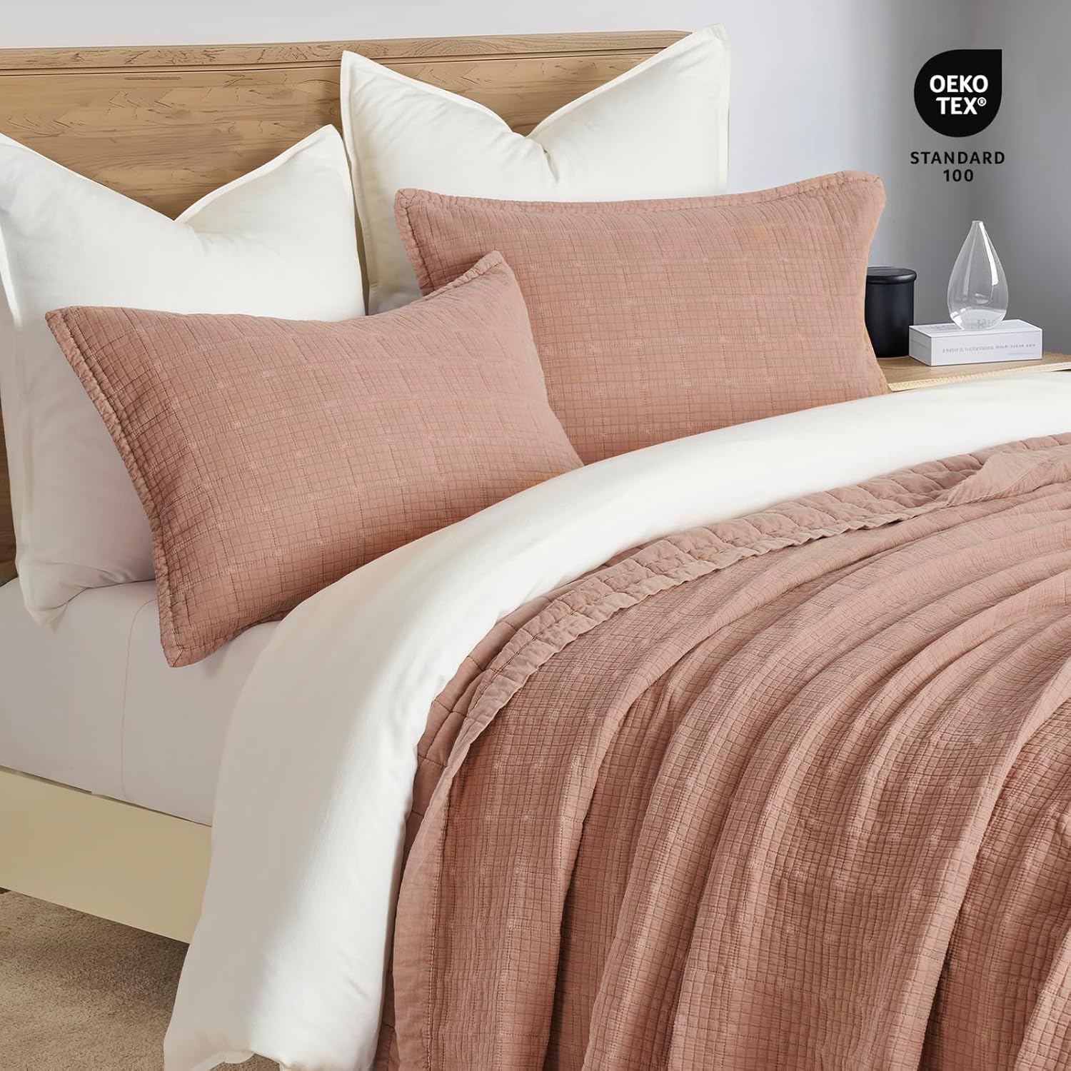 EVERGRACEHOME Stonewashed Cotton Quilt Set Queen Size