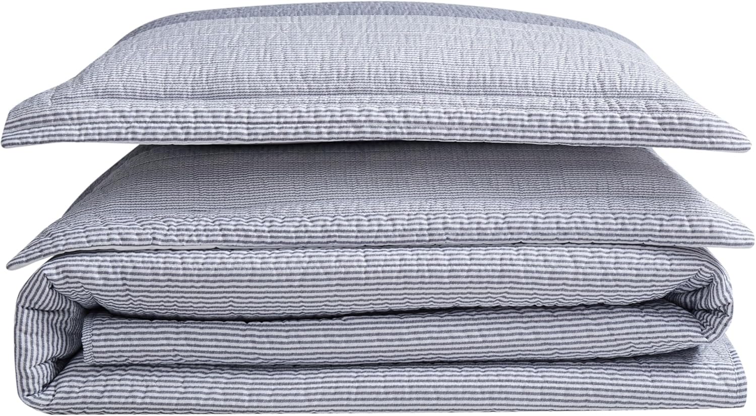 TRULY SOFT Multi Stripe Grey Polyester Quilt Set