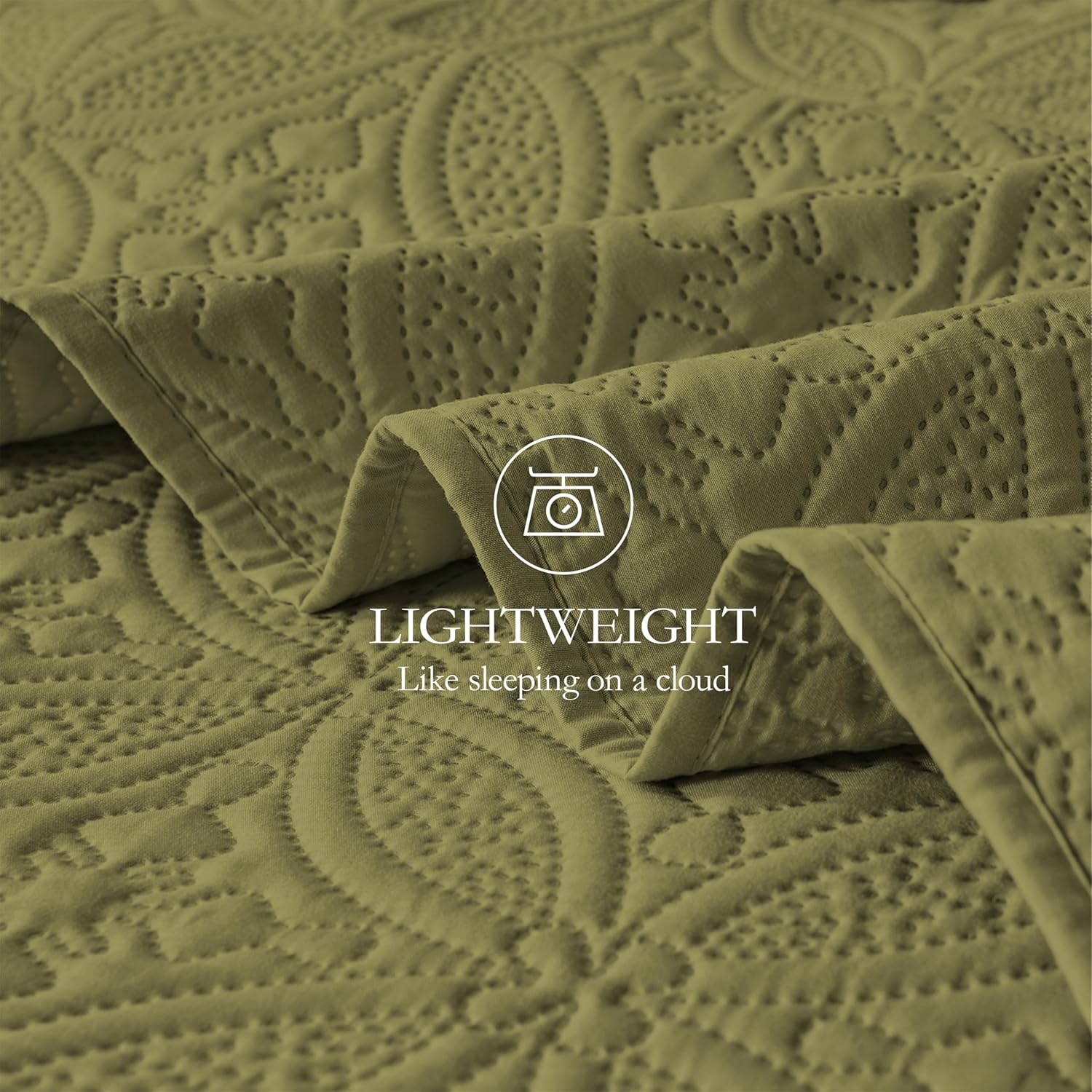 WURUIBO Twin Quilt Set Olive Green Microfiber 1