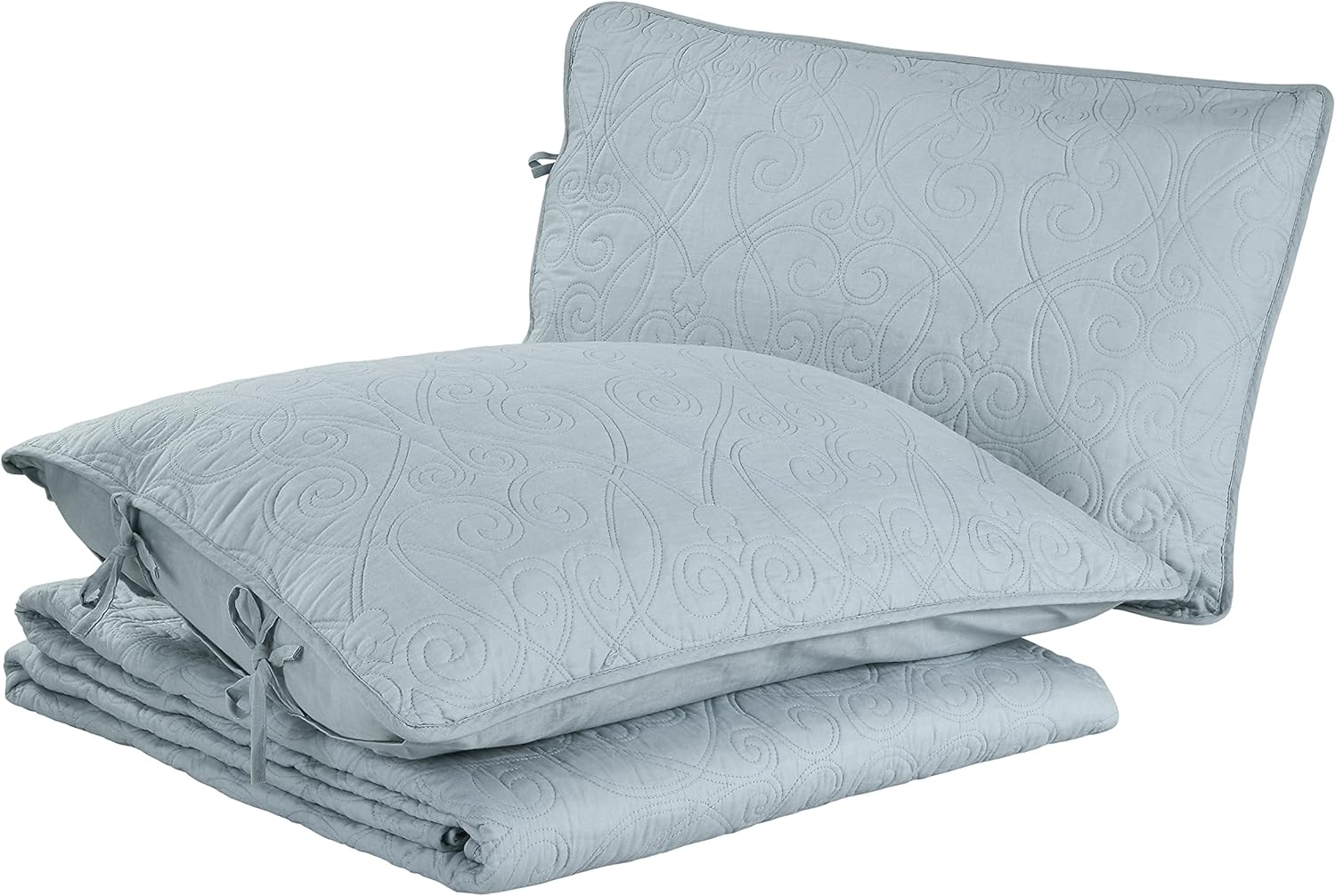 Laura Ashley Felicity Quilt Set - Twin Breeze Blue 100 Cotton