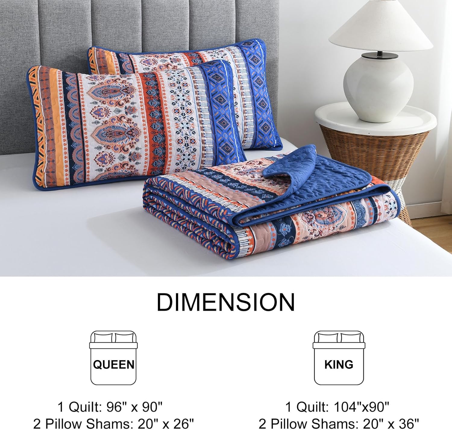 Goodidea Boho Quilt Set King Size 3 Pieces