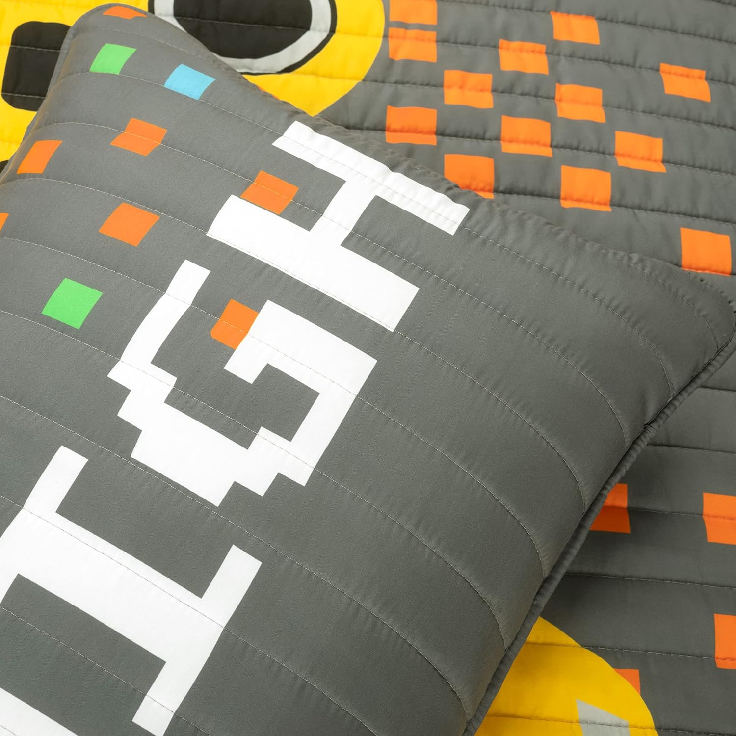 Lush Decor Video Games Reversible Quilt Set Twin Gray Yellow