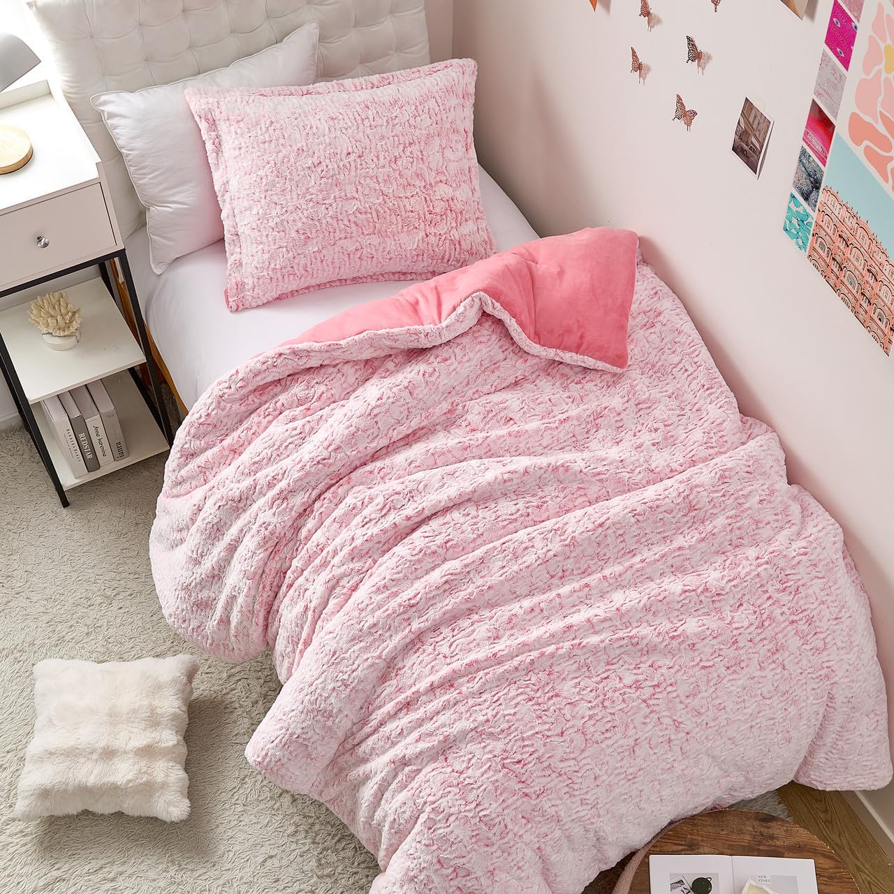 Shortcake Oversized Twin Comforter Set - Strawberry Pink