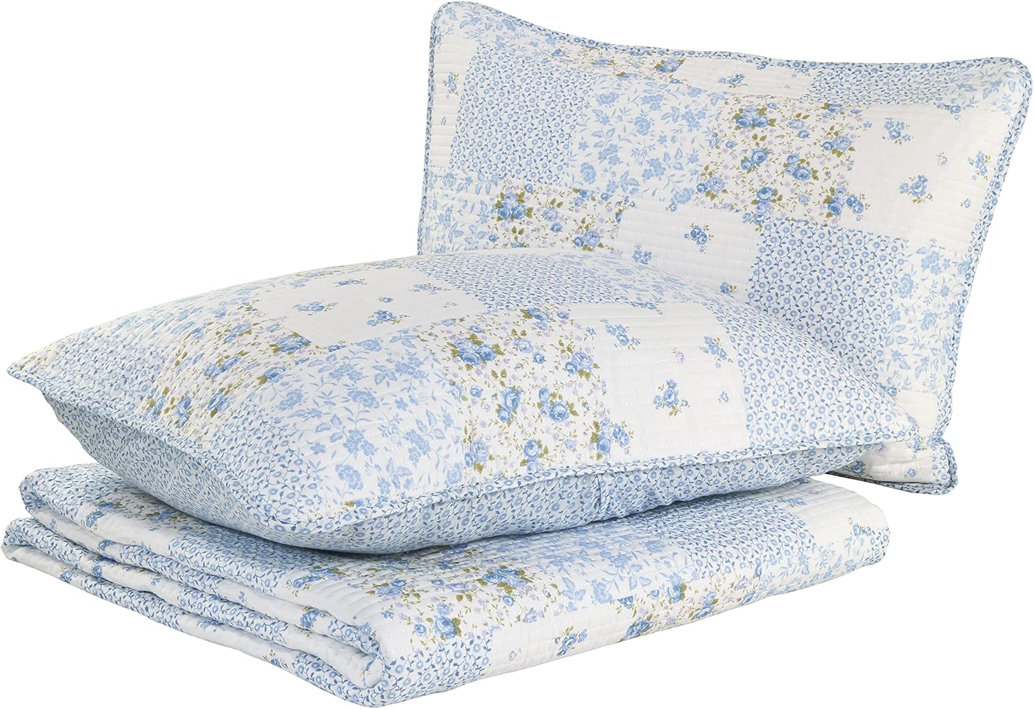 Laura Ashley Twin Quilt Set Cotton Reversible with Matching Sham