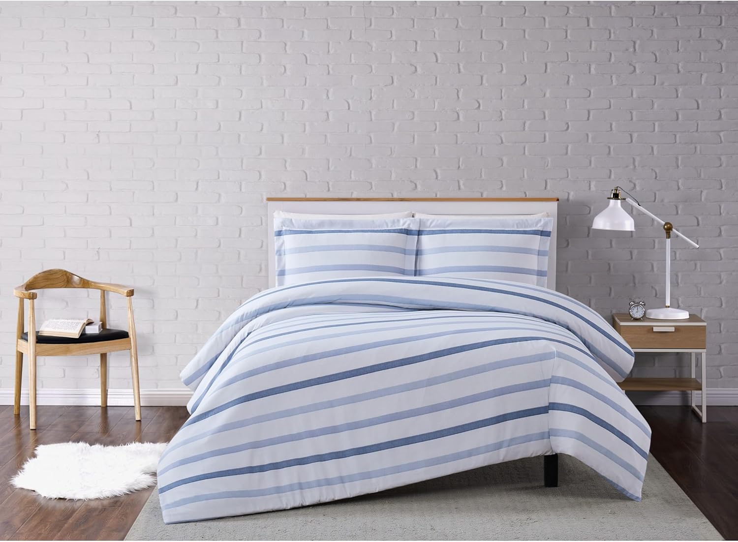 TRULY SOFT Waffle Stripe Duvet Cover Set