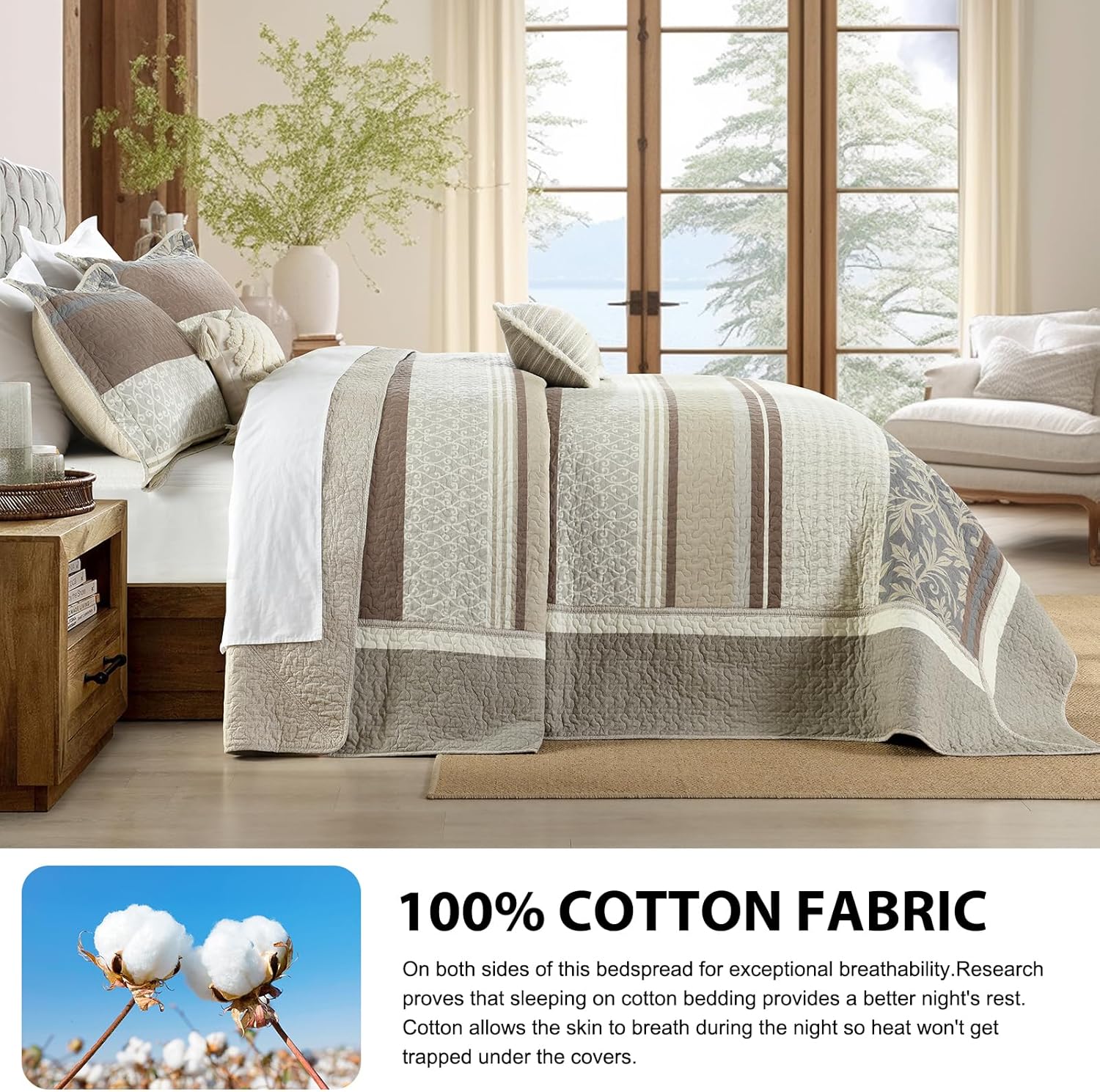 DDUOXIN Oversized King Bedspread Set 3 Piece 1
