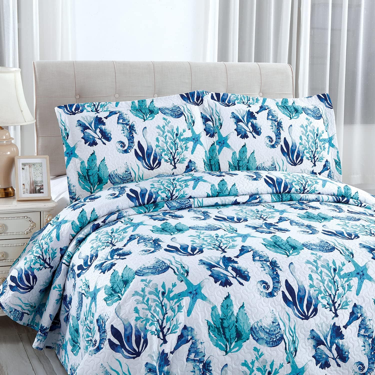 Jarson 3 Pcs Summer Coastal Quilt Set Twin Size