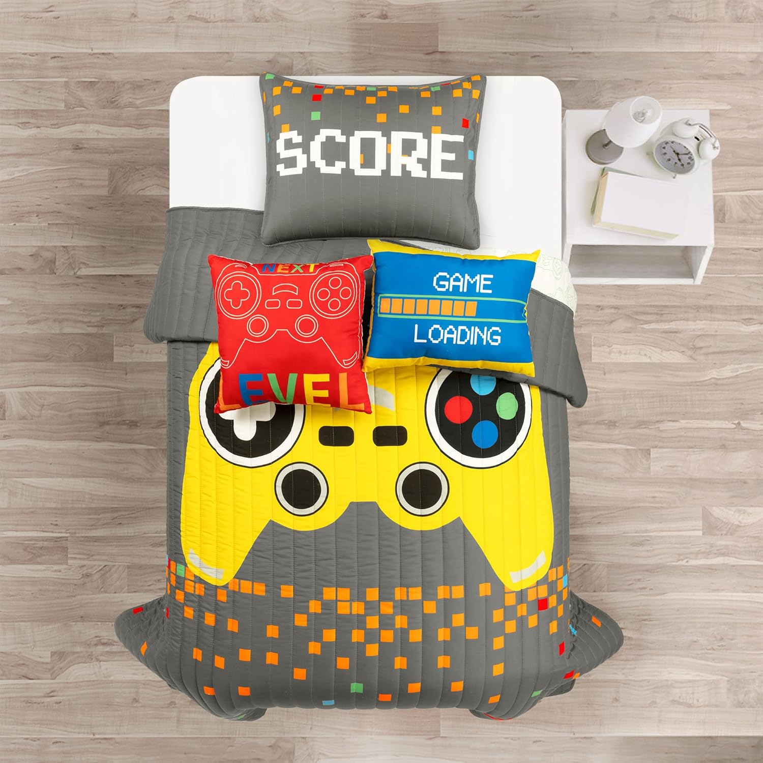 Lush Decor Video Games Reversible Quilt Set Twin Gray Yellow
