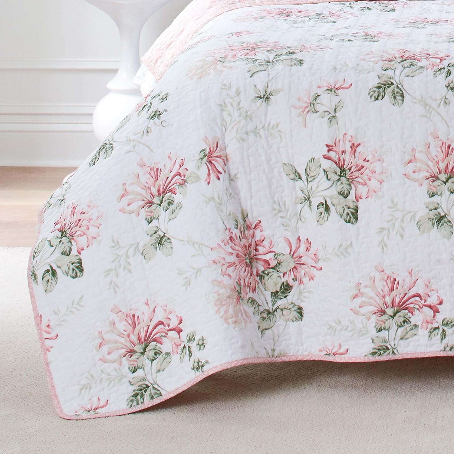Laura Ashley Twin Quilt Set - Honeysuckle Pink