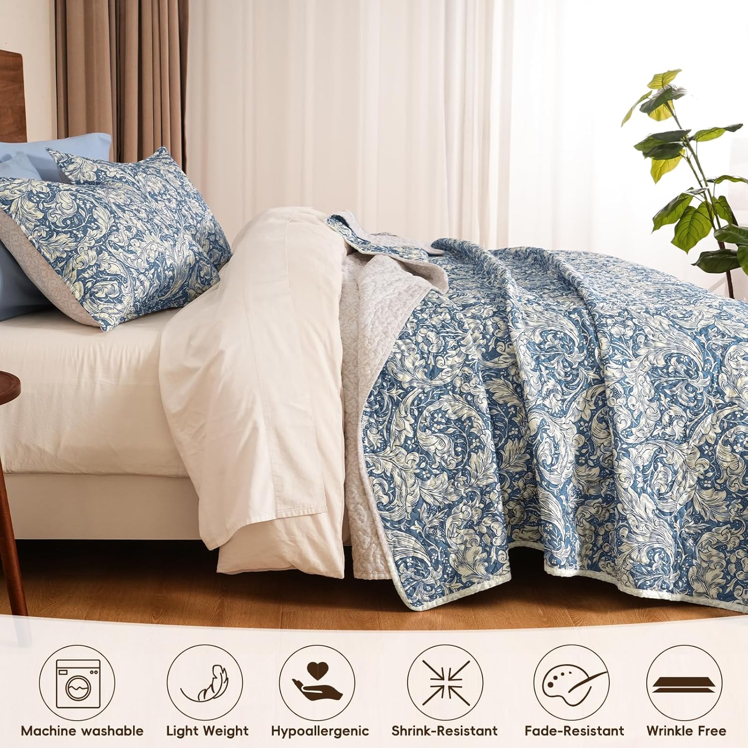 PHF Floral Patchwork Quilt Set Twin Size 68x86
