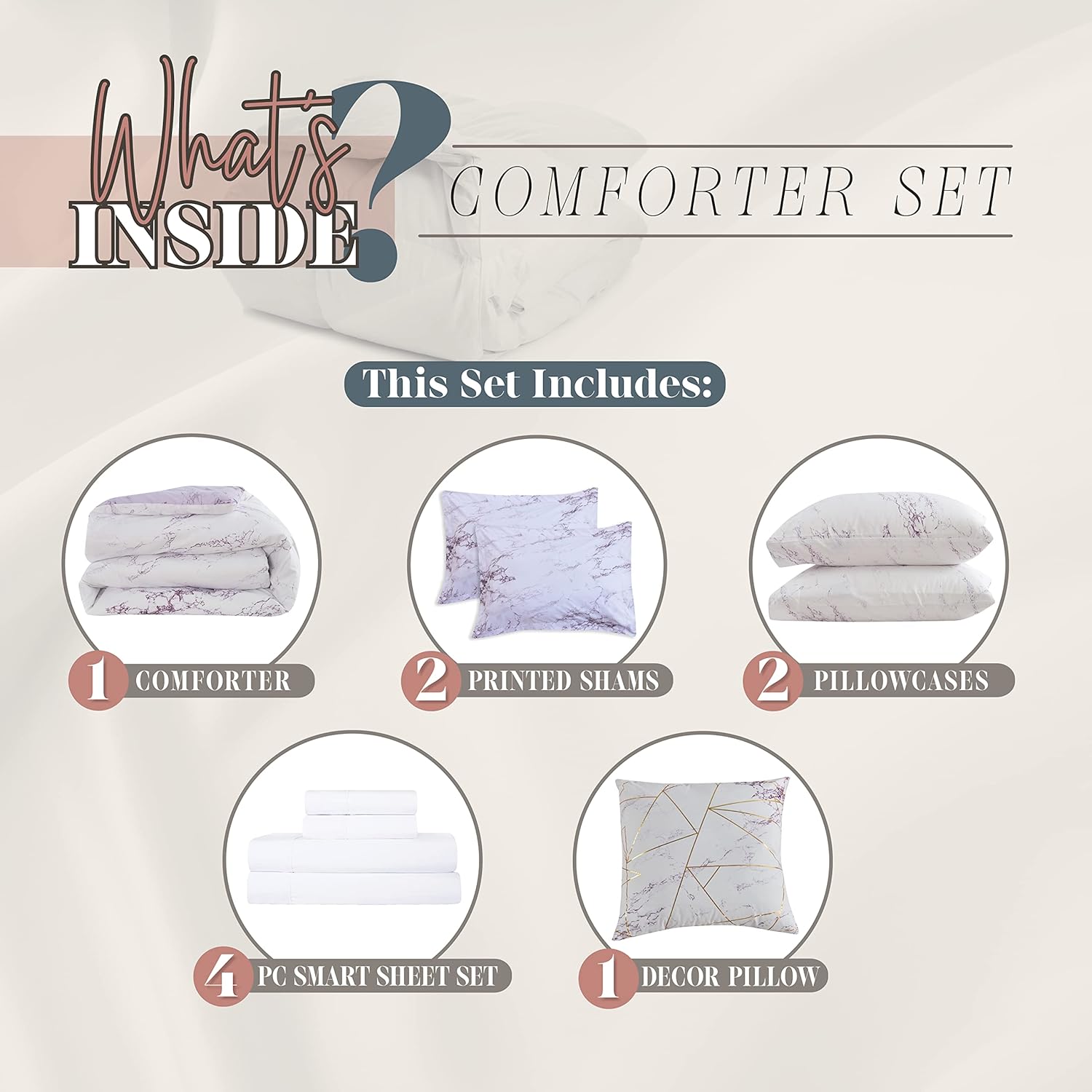 Elegant Comfort 10-Piece Marble Print Comforter Set