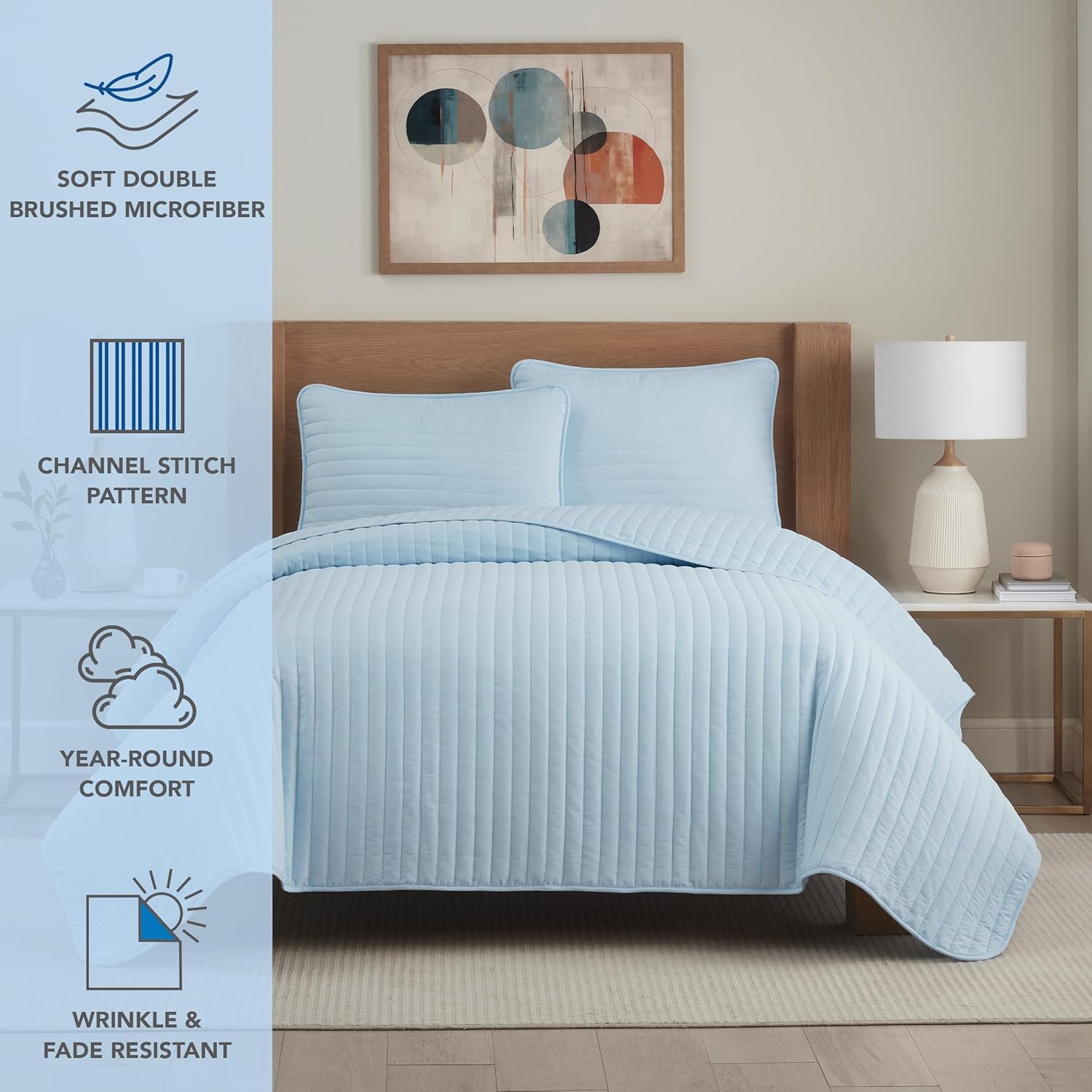 Arkwright Full Queen Quilt Set - Light Blue
