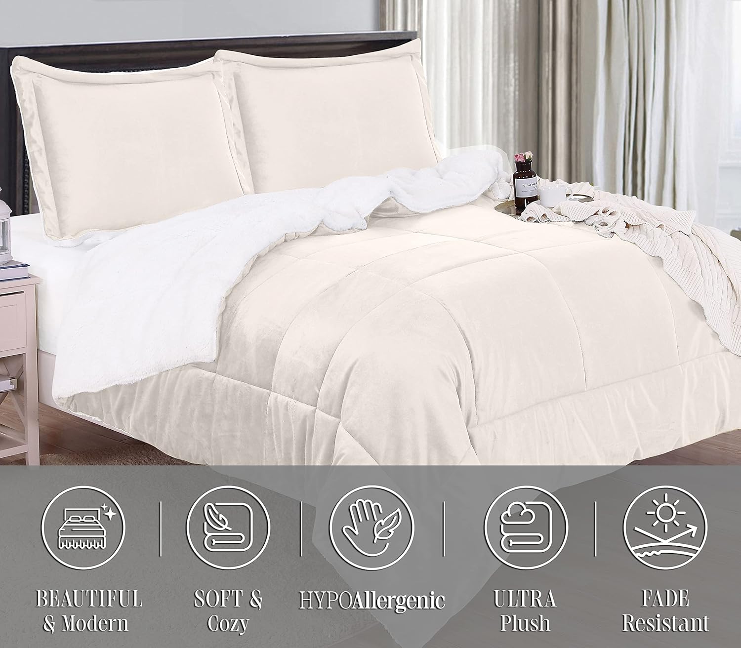 Elegant Comfort Super Soft Sherpa Comforter Set Twin XL