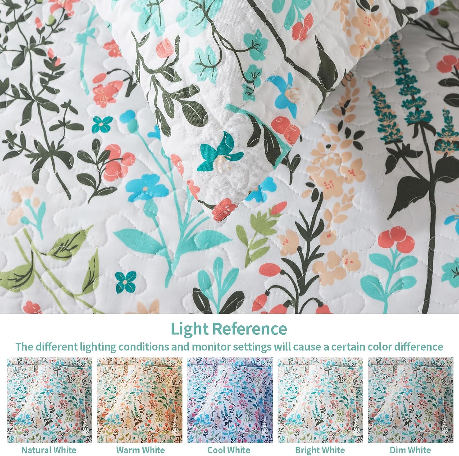 VAPUTAR Botanical King Size Quilt Set 3 Piece