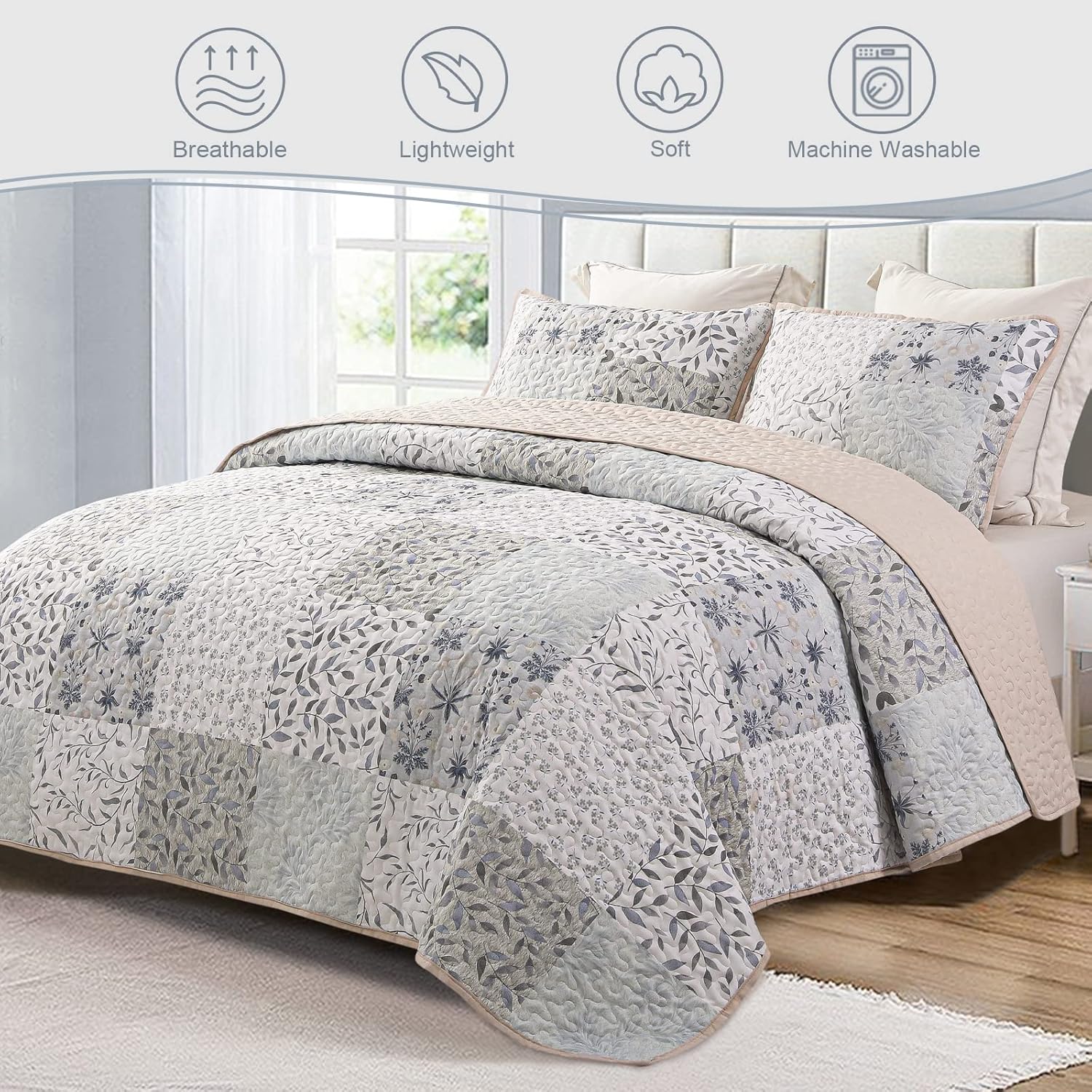 Exclusivo Mezcla Reversible Boho Quilt Set Twin Size