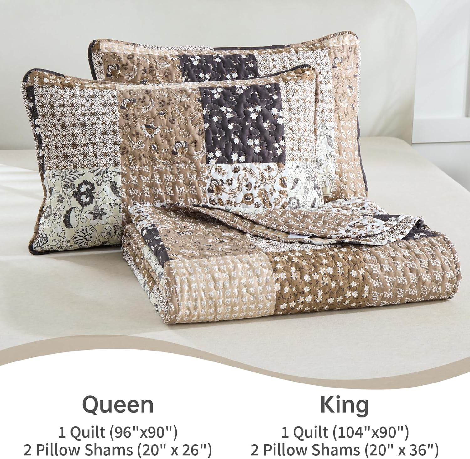 Menghomeus Brown Boho Quilt Set Queen