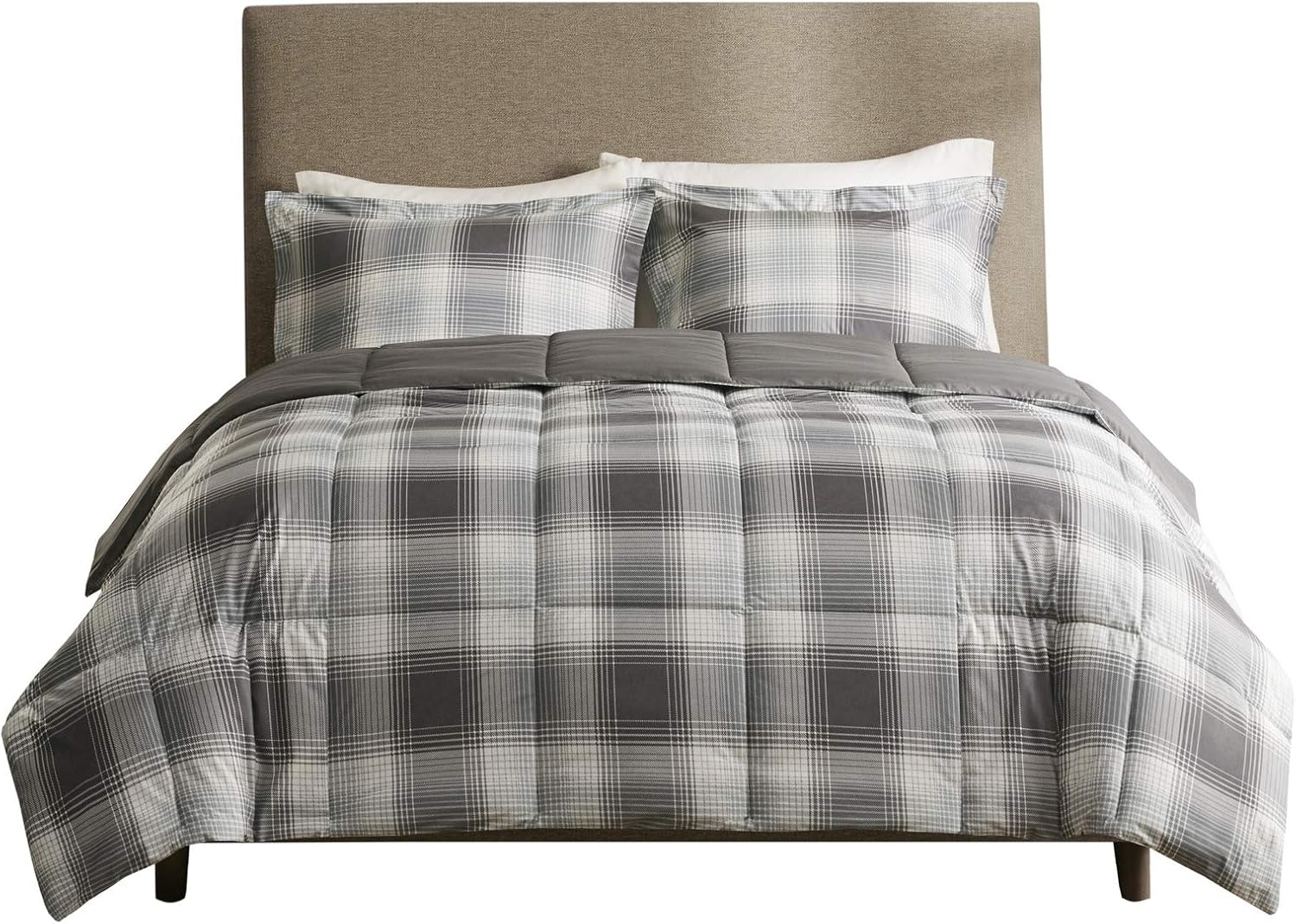 Woolrich Plaid Grey Comforter Set Twin 2 Piece