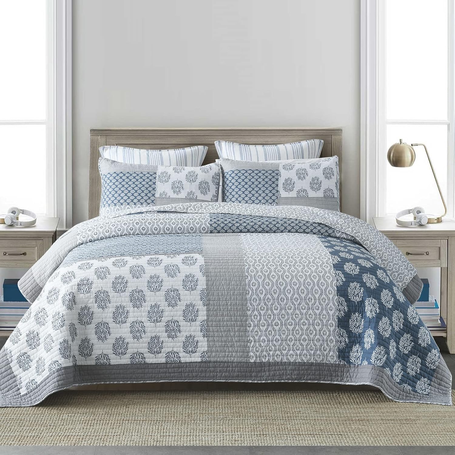 PANGUSHAN King Size Quilt Set - 3 Piece Cotton Bedding