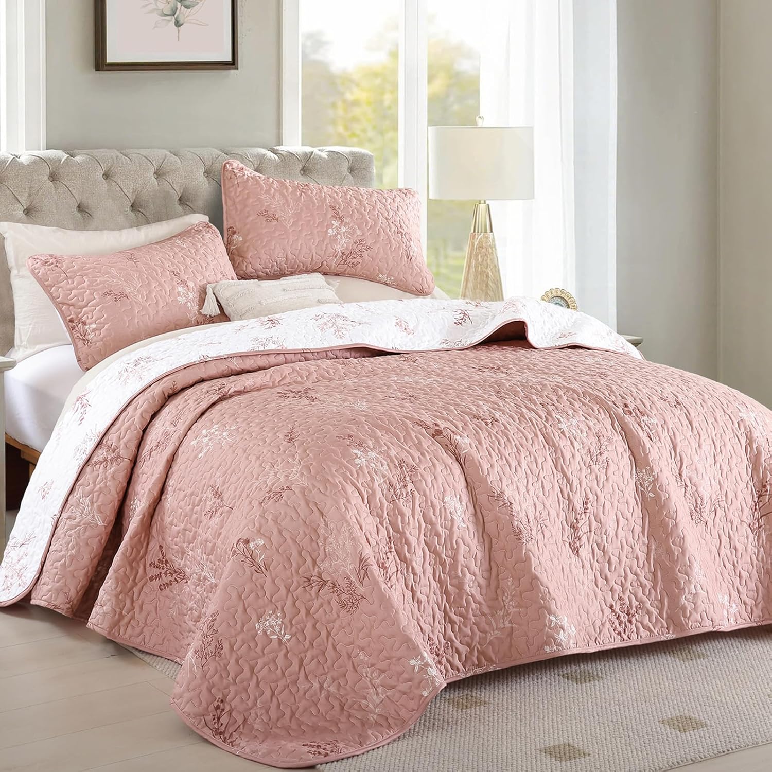 Drucon Reversible Microfiber King Quilt Set