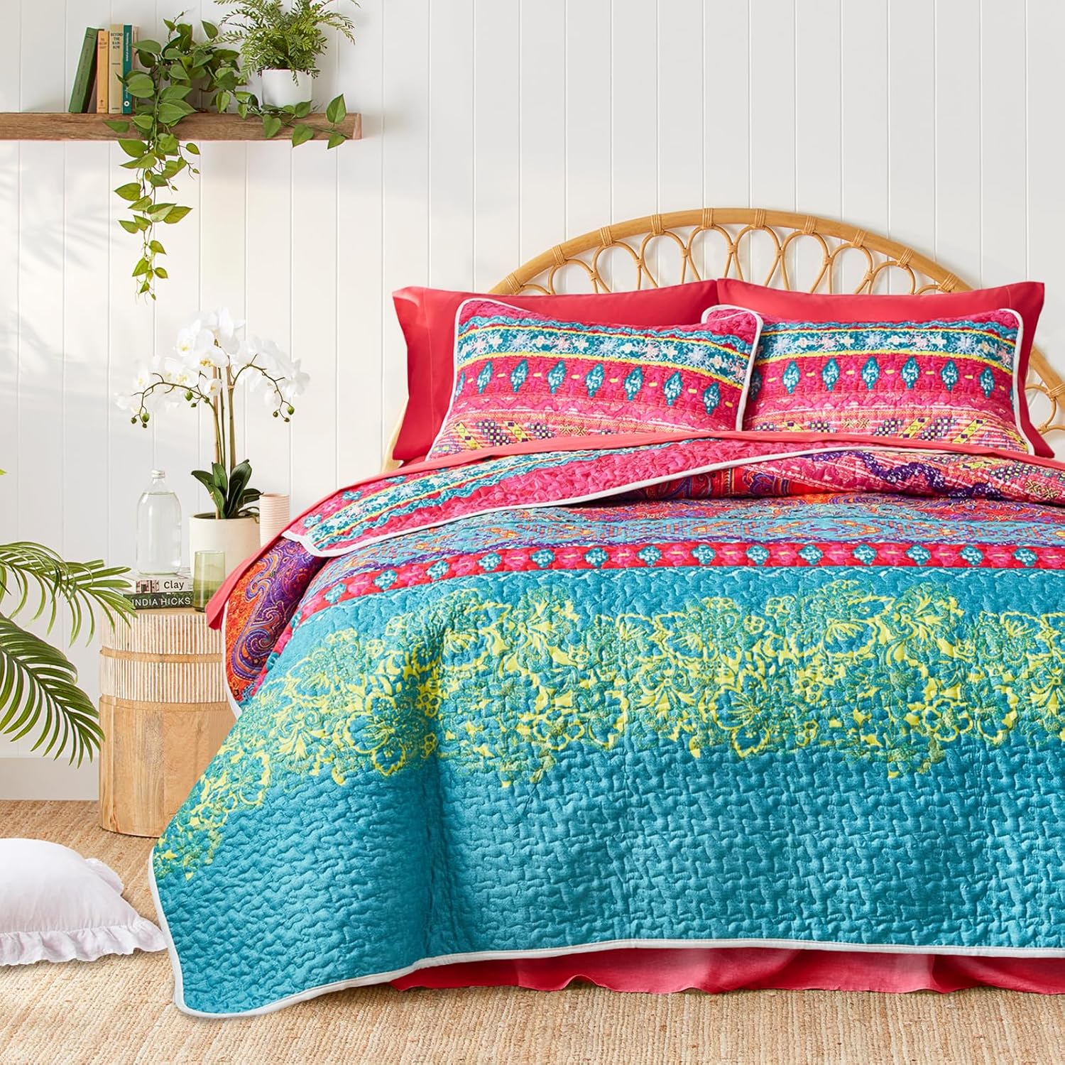 Tititada 2-Piece Bohemian Quilt Set Twin Size