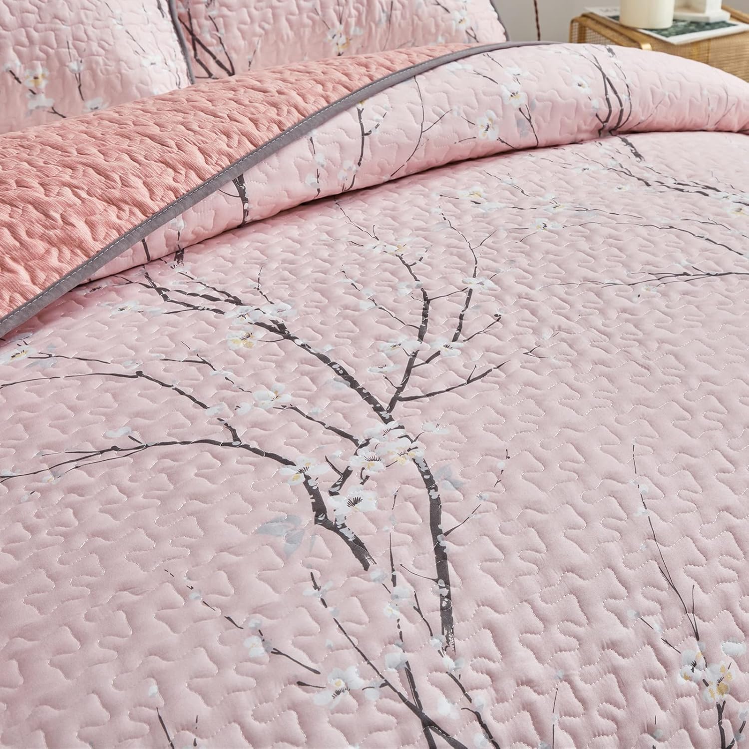 UOZZI BEDDING 3 Pieces Reversible Quilt Set