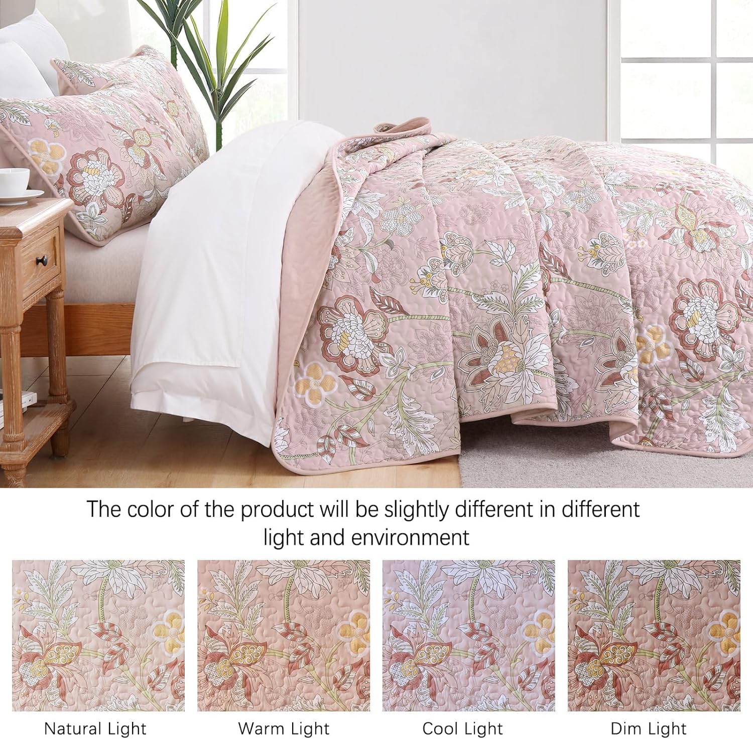 WONGS BEDDING Floral Quilt Set King Size 3 Piece