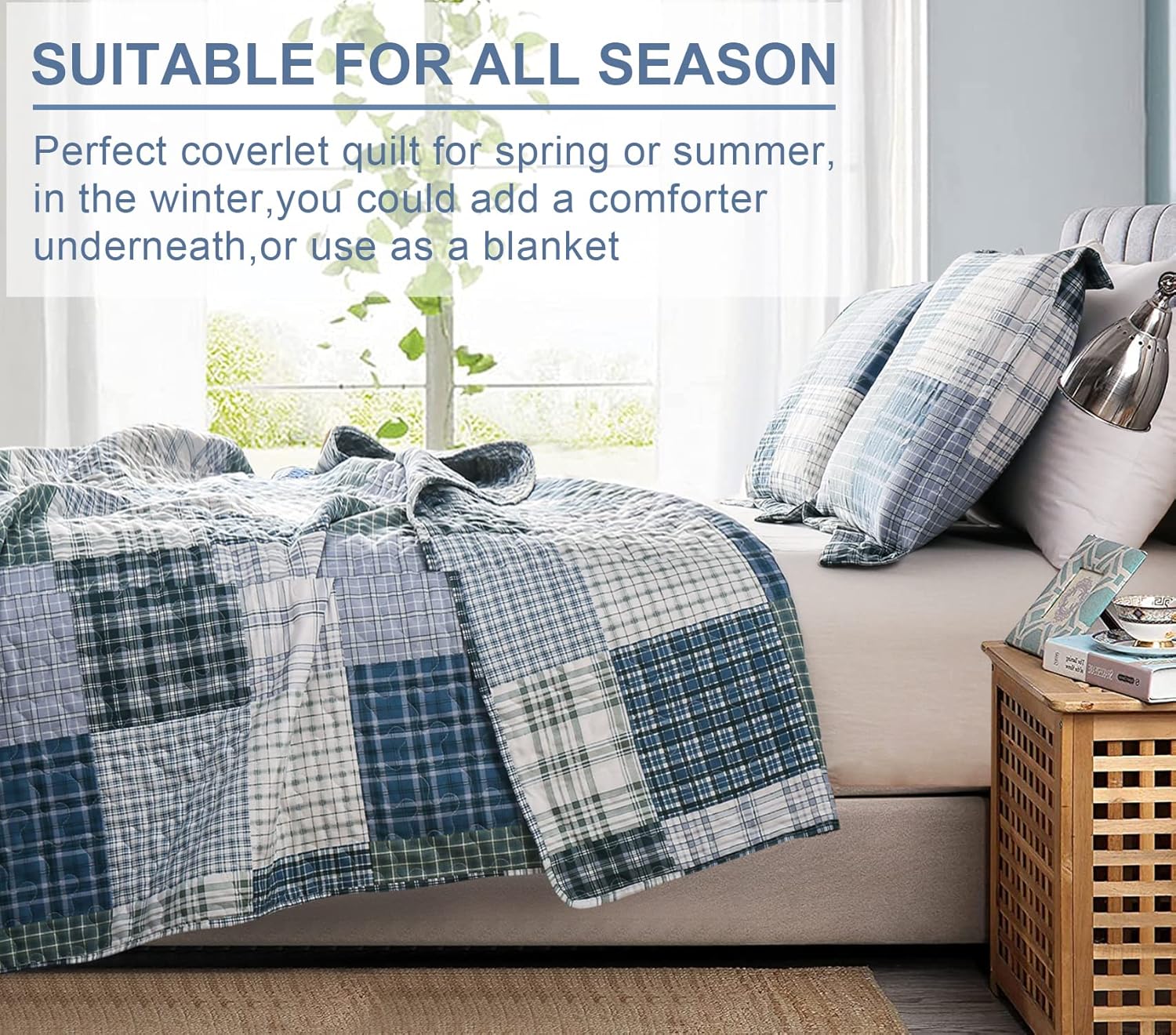 Ycosy Plaid Quilt Set Twin Size Reversible Bedspread