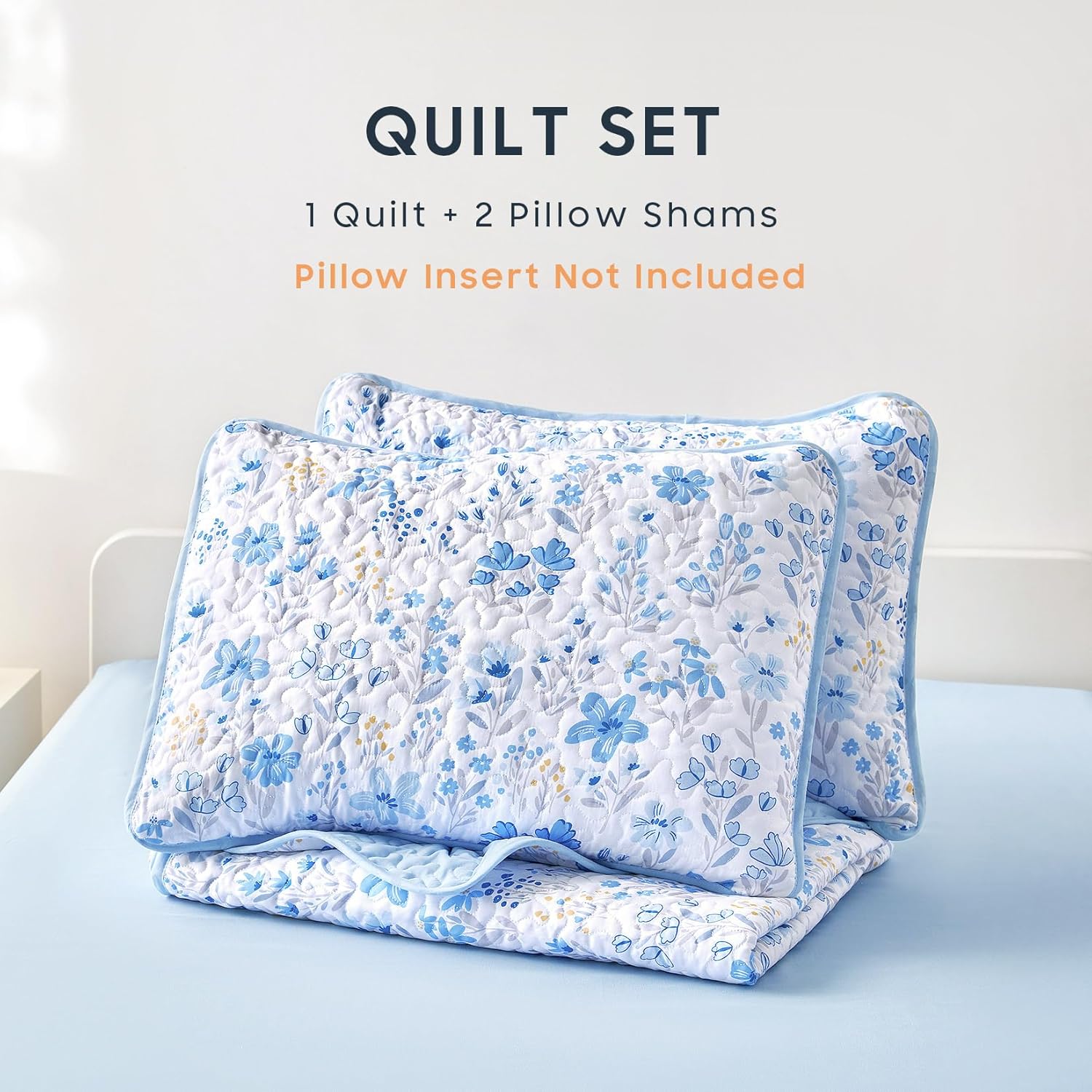 Wake In Cloud - Floral Quilt Set 3-Piece Twin Size
