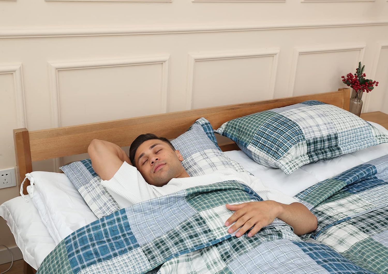 Ycosy Plaid Quilt Set Twin Size Reversible Bedspread