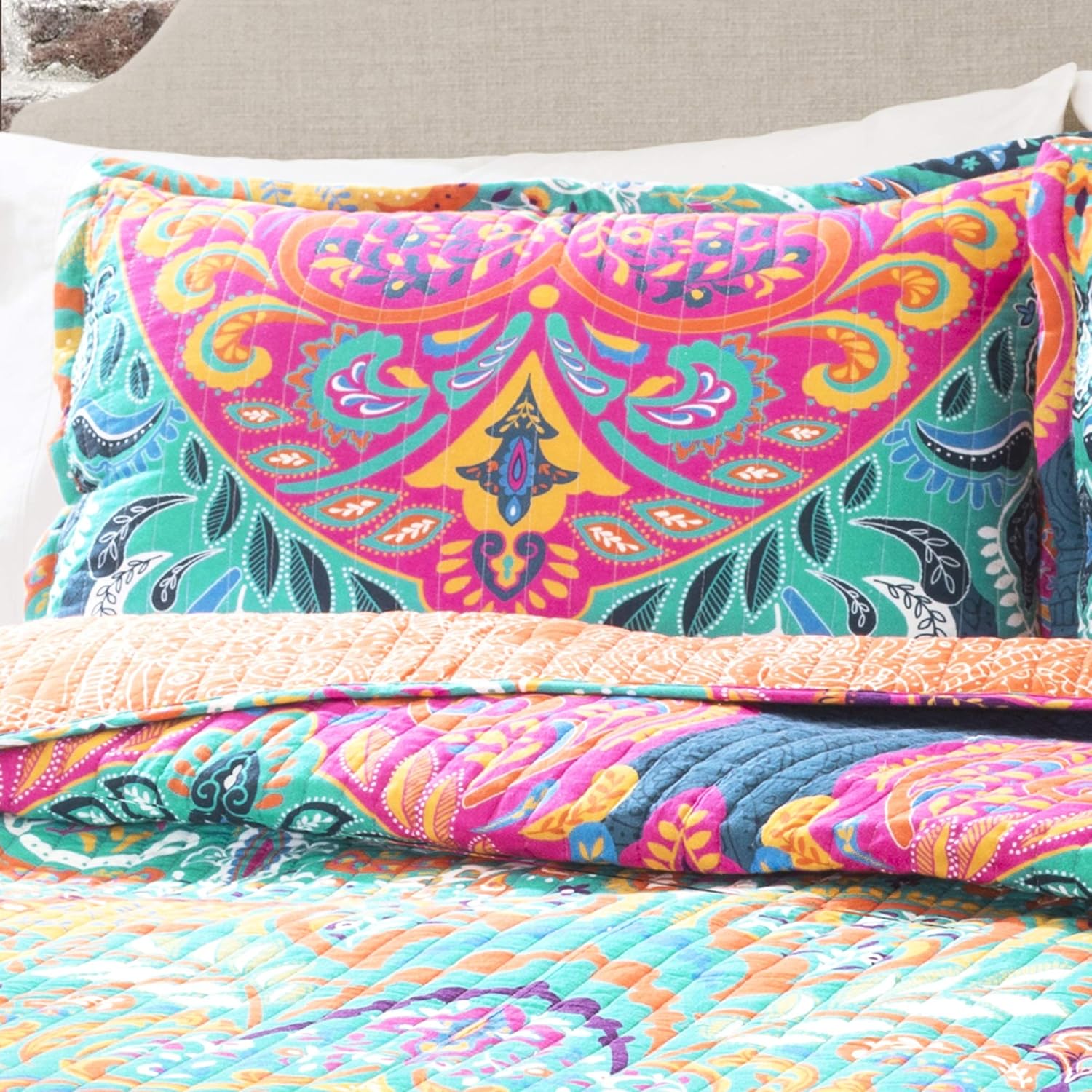 Lush Decor Boho Reversible Cotton Quilt 3-Piece King Set