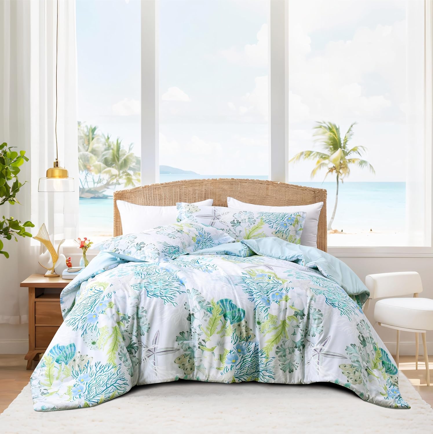 Tritard Coastal Comforter Set King Size 3 Piece