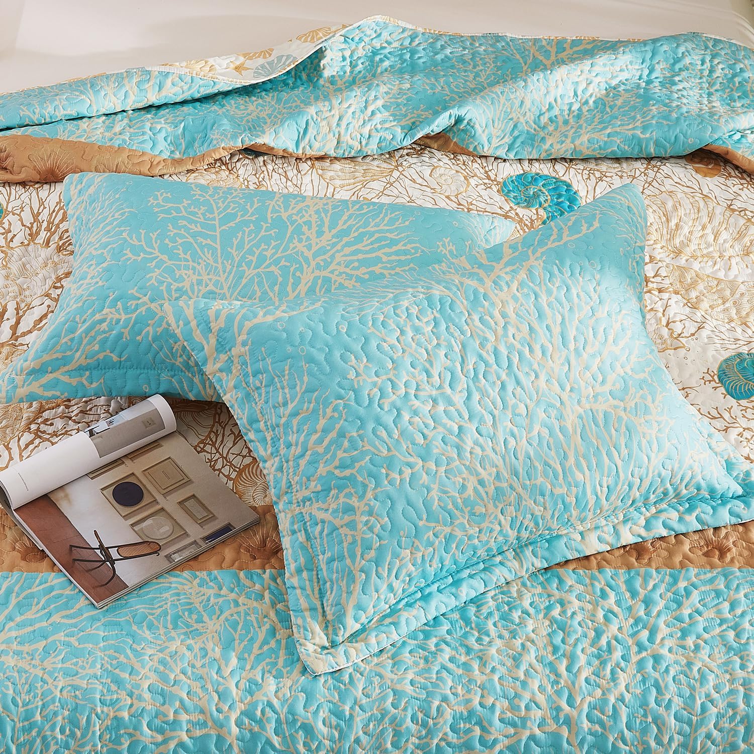 Coastal Quilt Set Queen 3-Piece Ocean Theme