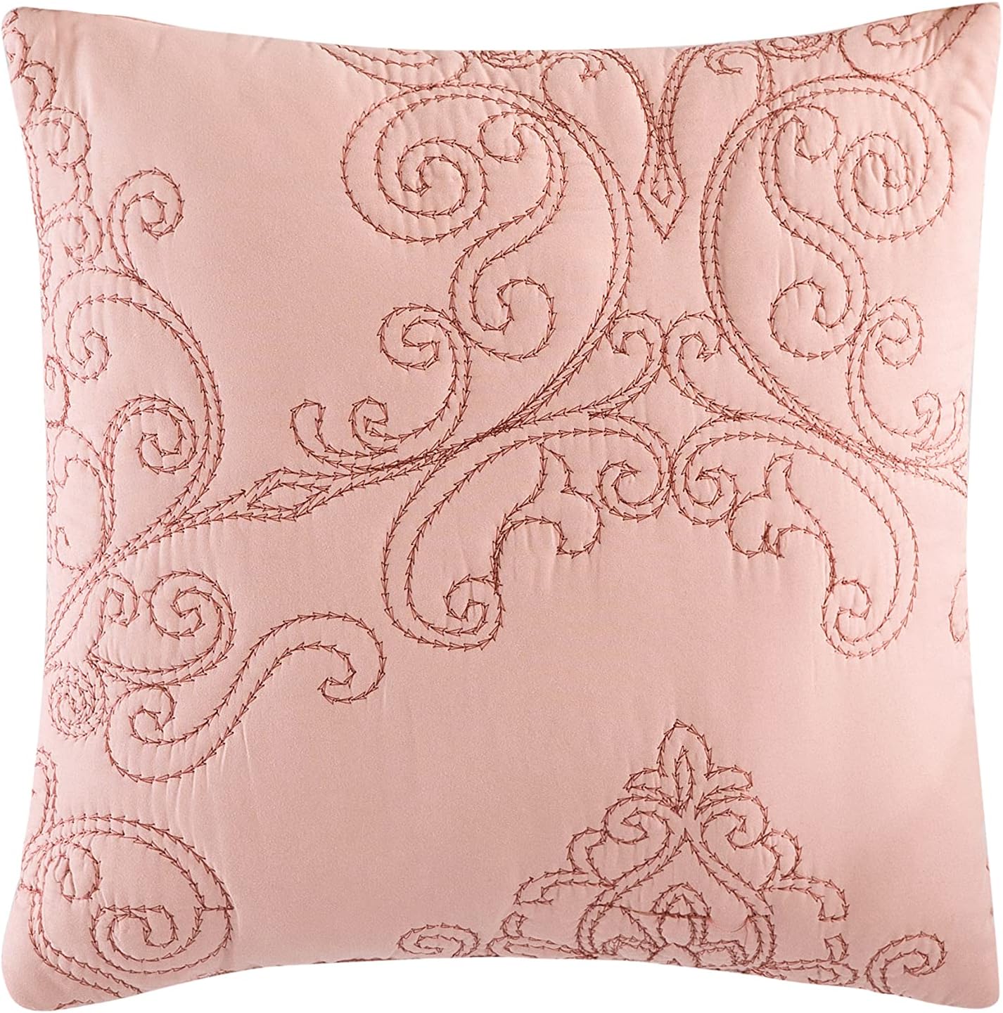 BYTIDE Quilt Bedspread 4 Piece Set Dusty Pink Damask 1