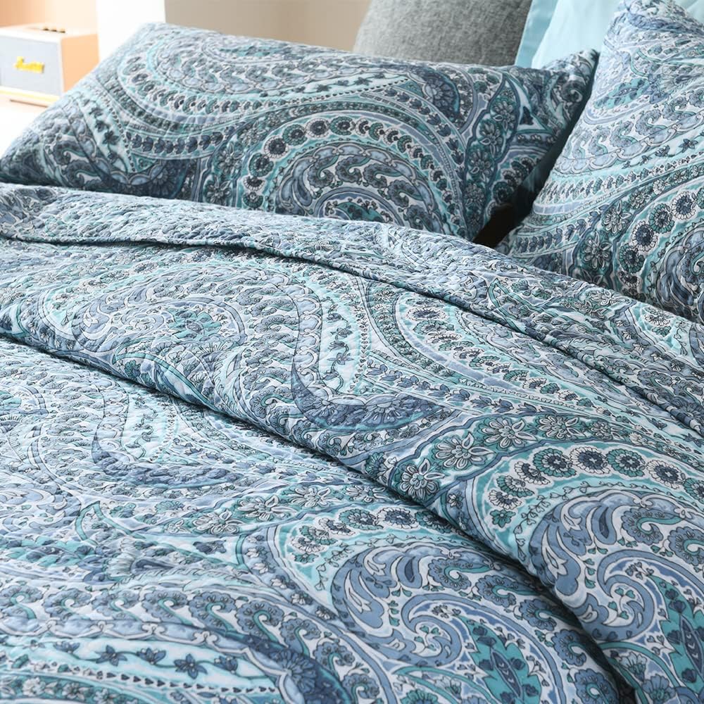 ENASAL Reversible Paisley Cotton Quilt Set King Size