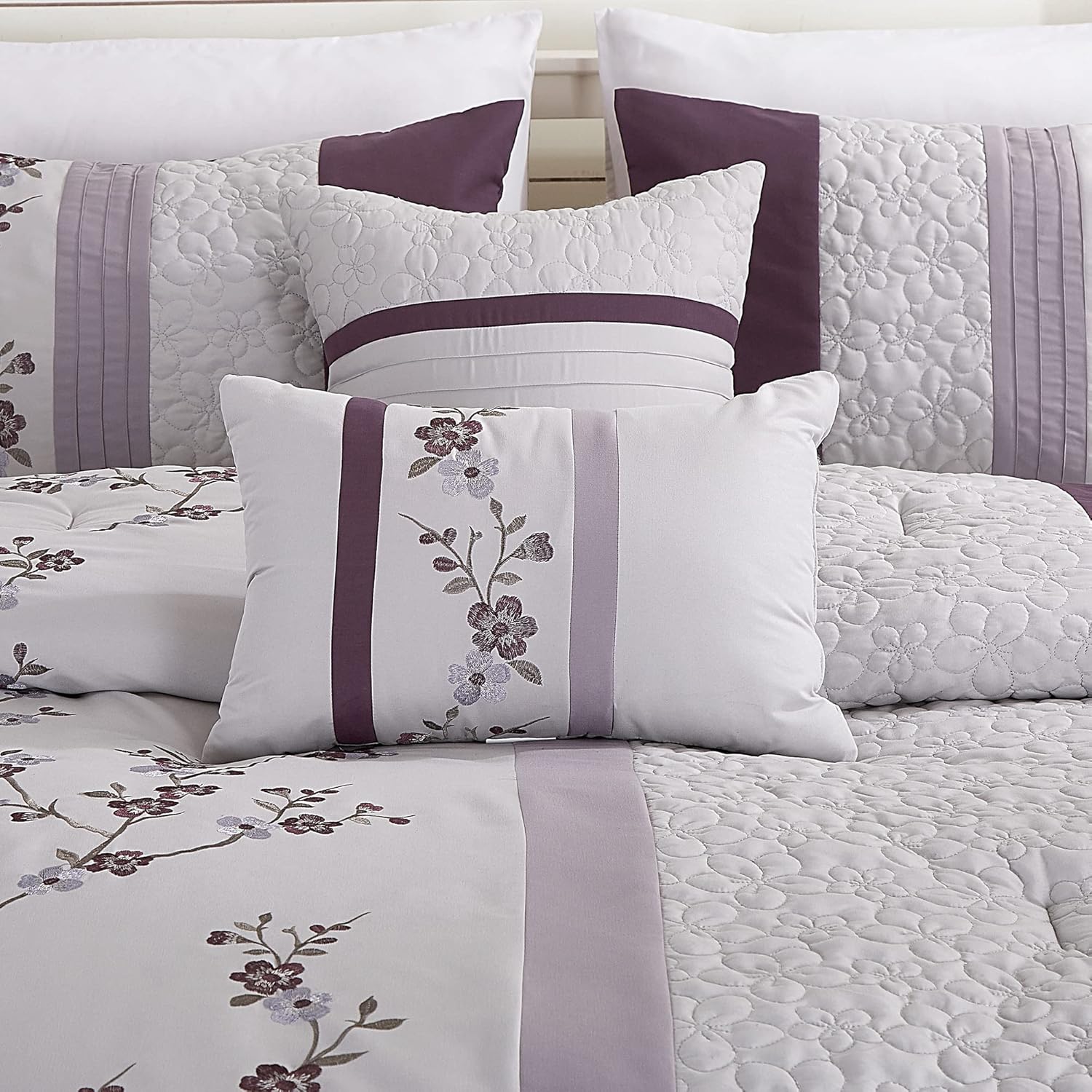 Chezmoi Collection Linnea 7-Piece Comforter Set Queen
