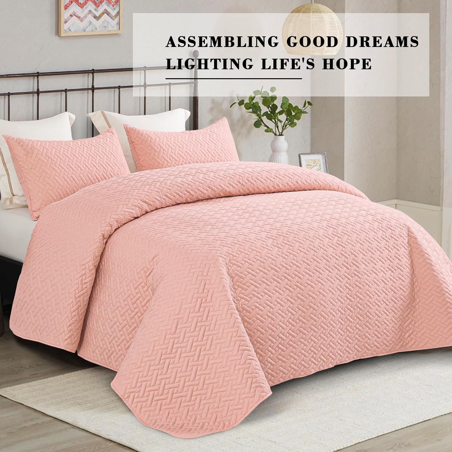 Exclusivo Mezcla Twin Quilt Set with Basket Weave Pattern 1